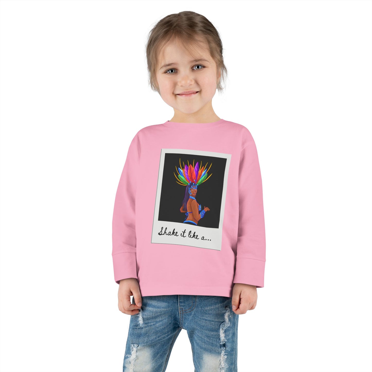 "Shake It Like a…” Toddler Long Sleeve Tee – Samba Dancer Graphic Shirt for Kids