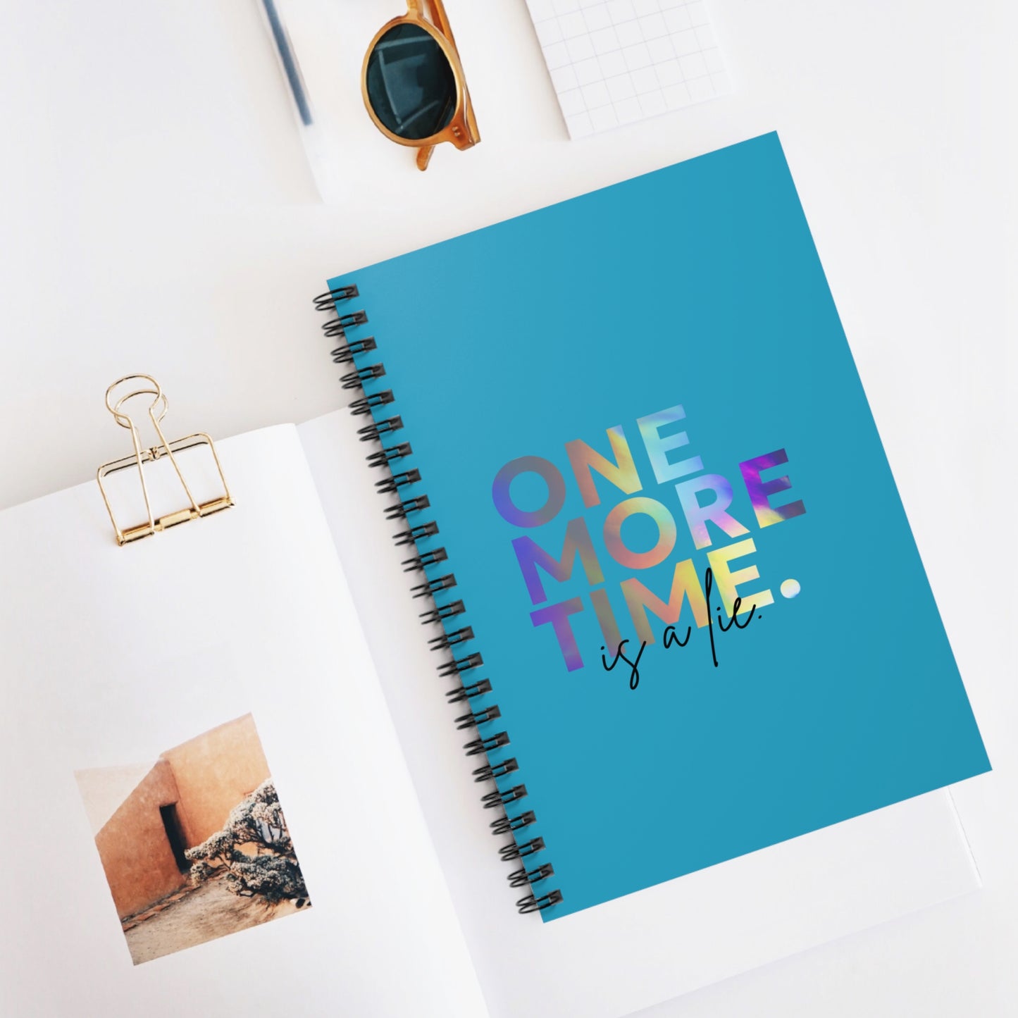 "One More Time Is a Lie" Spiral Notebook – Funny Dance Quote Journal with Colorful Text Graphic for Dancers, Students & Choreographers