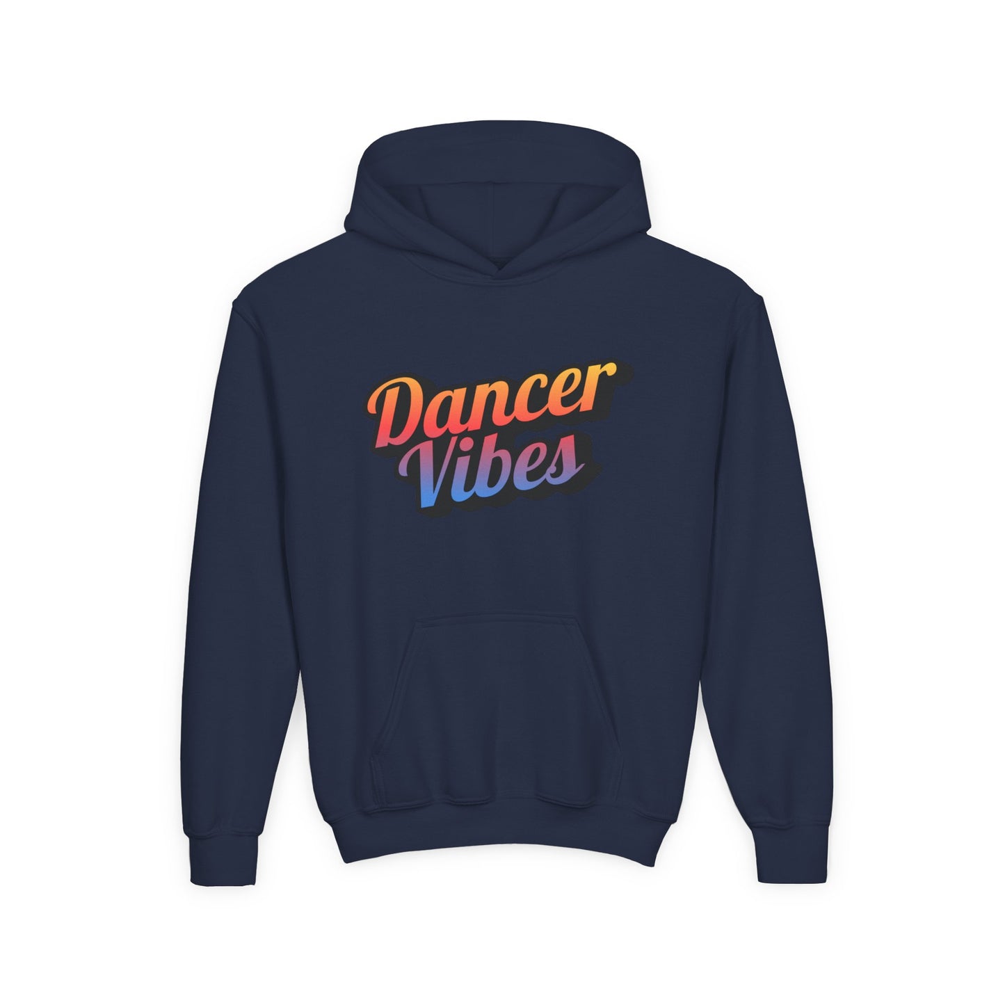 "Dancer Vibes" Youth Hooded Sweatshirt – Retro Text-Based Dance Graphic Hoodie for Kids and Teens