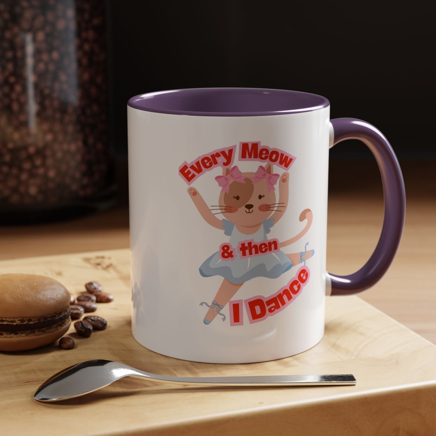“Every Meow & Then I Dance” Adorable Dancing Cat Graphic | Cute Cat Dance Mug for Ballet Lovers & Coffee Enthusiasts - Accent Coffee Mug