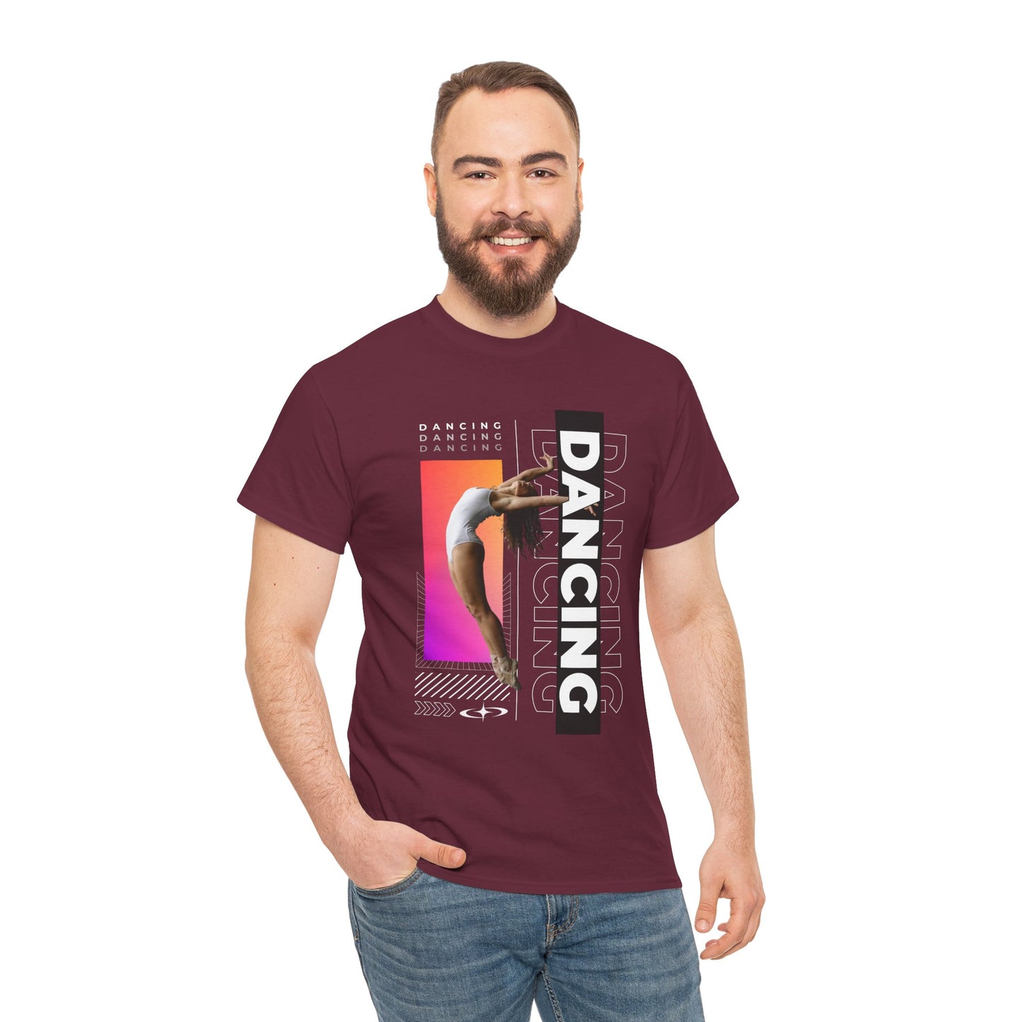 “Dancing” Streetwear-Inspired Female Dancer Unisex Heavy Cotton Tee – Urban Dance Graphic T-Shirt for Performers and Dance Lovers