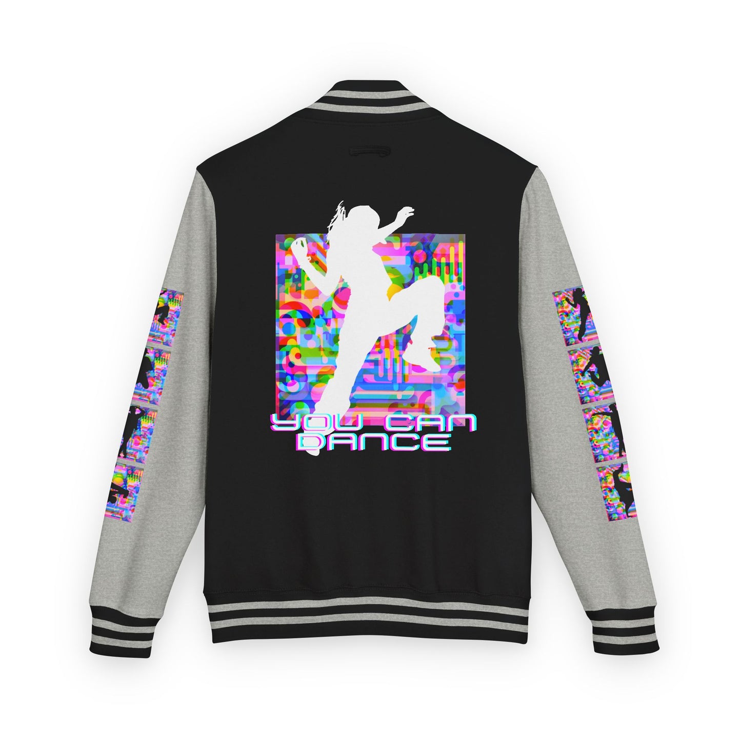 Levels Premium Collection Dance Letterman Jacket β Colorful Unisex Streetwear Varsity Jacket with "Levels Pictures Textures" Front and Dancer Silhouette Back Graphic