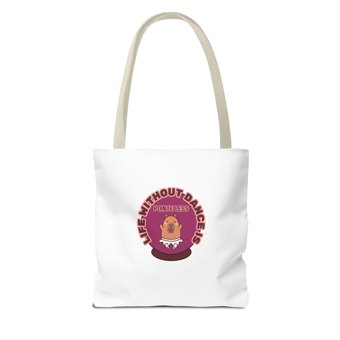 "Life Without Dance Is Pointeless" Capybara Canvas Tote Bag – Funny Dance Pun Tote for Dancers & Animal Lovers