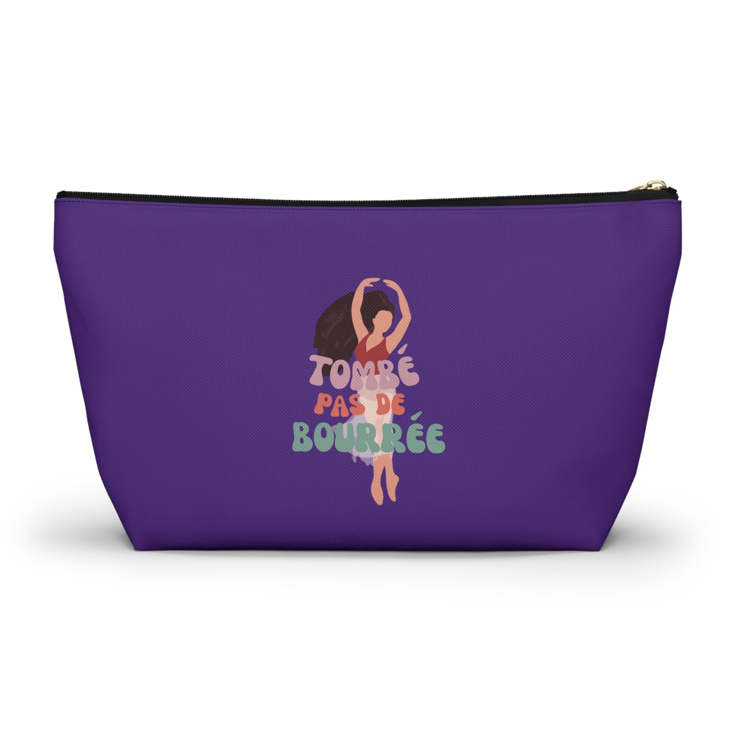 "Tombé Pas de Bourrée" Makeup Bag – Elegant Ballet Dancer Graphic – Ballet-Themed Zipper Pouch for Cosmetics, Accessories & Dance Gifts