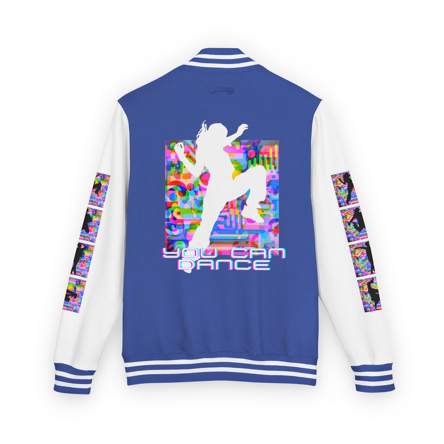 Levels Premium Collection Dance Letterman Jacket β Colorful Unisex Streetwear Varsity Jacket with "Levels Pictures Textures" Front and Dancer Silhouette Back Graphic