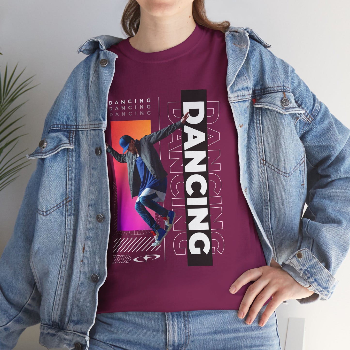 “Dancing” Streetwear-Inspired Male Dancer Unisex Heavy Cotton Tee – Urban Dance Graphic T-Shirt for Performers and Dance Lovers