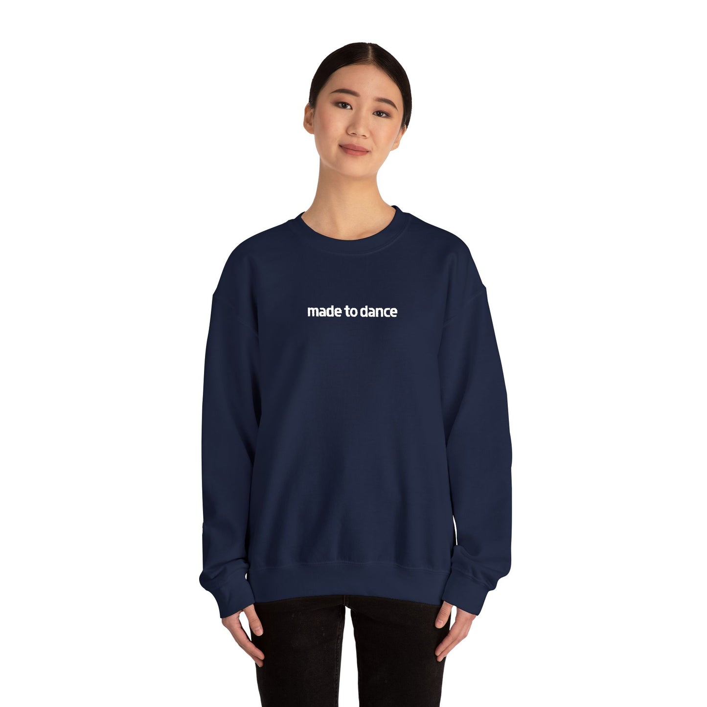 “Made to Dance" Unisex Heavy Blend™ Crewneck Sweatshirt – Embroidered Dance-Inspired Pullover for Adults & Kids