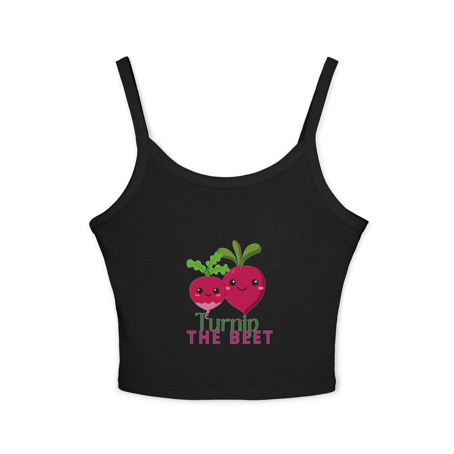 "Turnip the Beet" Women’s Spaghetti Strap Tank Top – Cute Veggie Dance Graphic | Funny Dance Pun Shirt for Dancers & Music Lovers