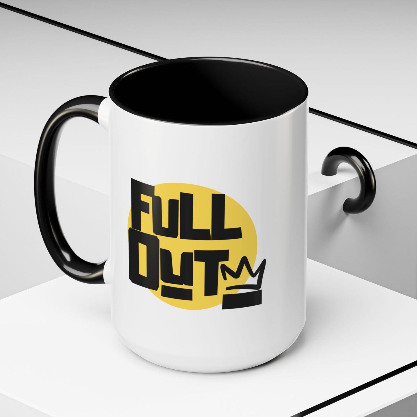 "Full Out" Accent Coffee Mug – Streetwear Dance Mug with Crown Graphic for Dancers
