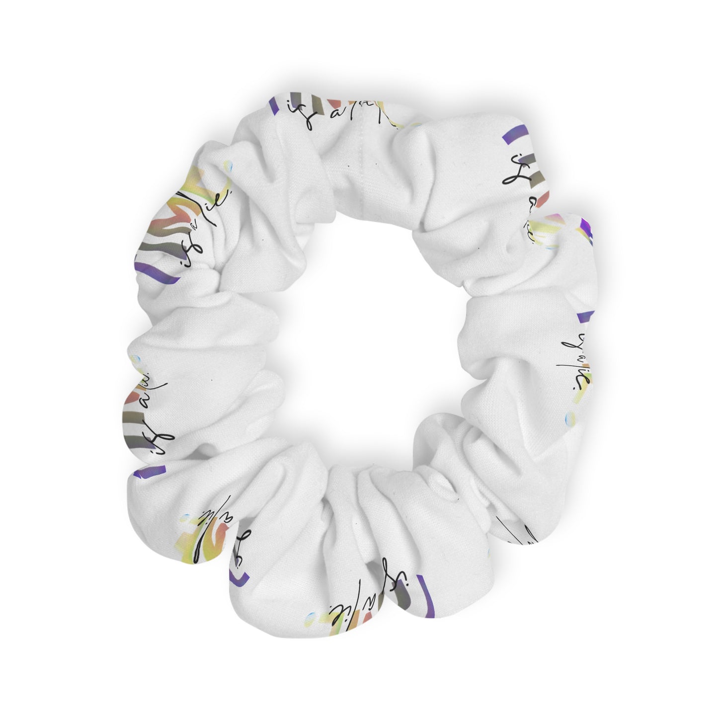“One More Time Is a Lie” Scrunchie – Funny Dance Rehearsal Hair Accessory with Colorful Text Graphic