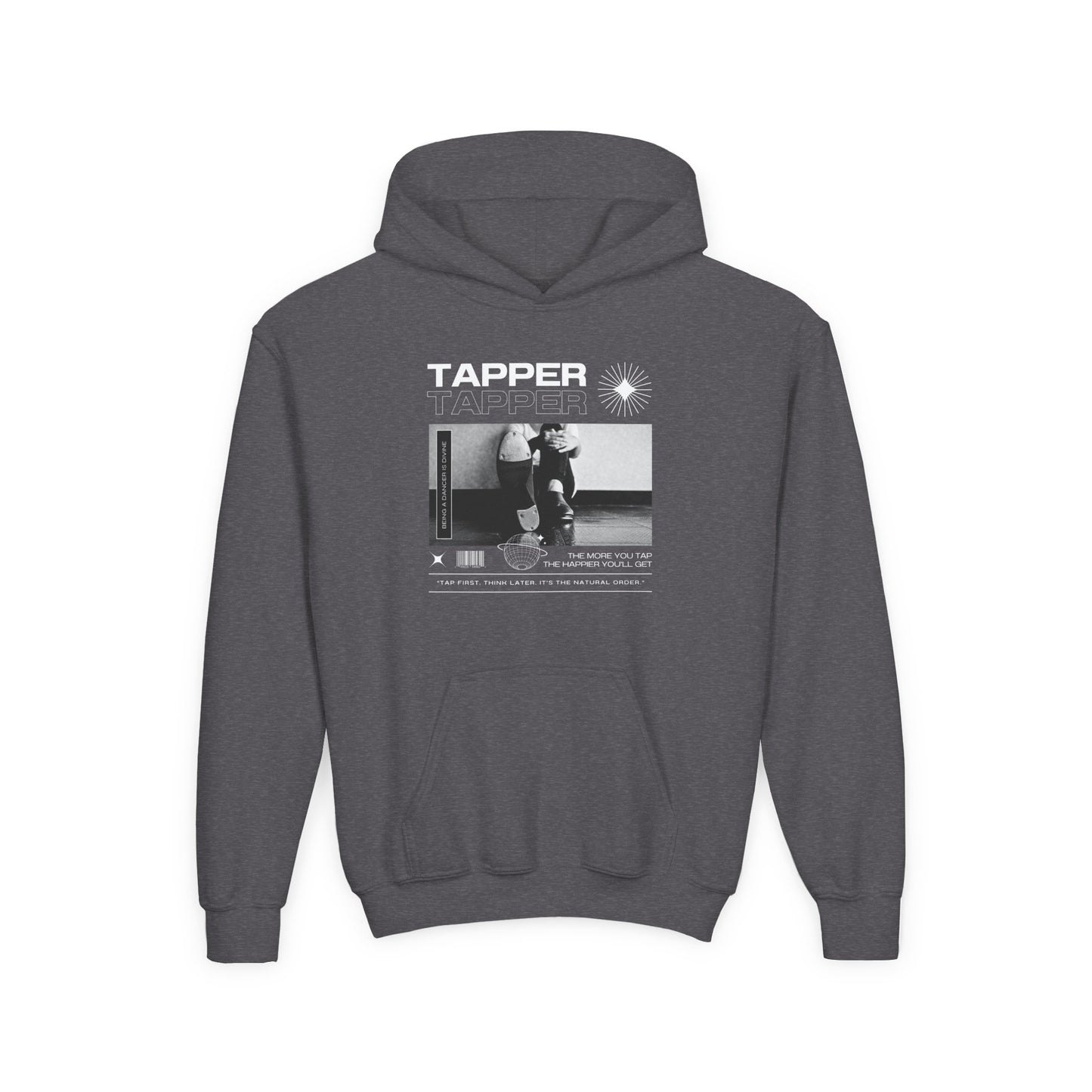 “Tapper” Tap Shoes Streetwear Graphic | Unisex Youth Hoodie – Tap Dance Hoodie for Kids & Young Performers