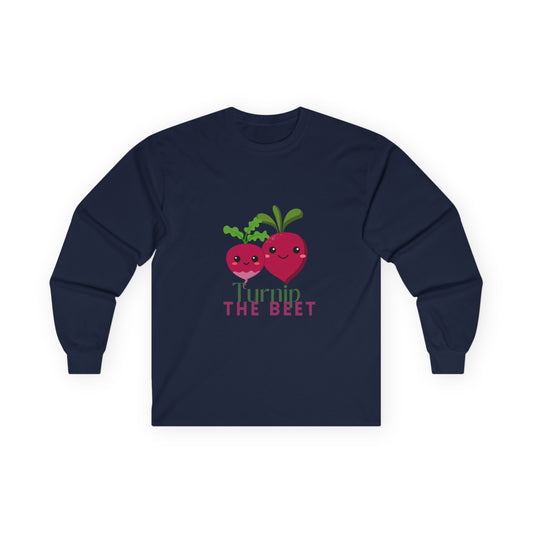 "Turnip the Beet" Unisex Long Sleeve Tee – Funny Dance Pun Shirt with Cute Pepper Graphic for Dancers & Veggie Lovers