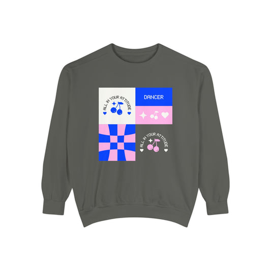 "Dancer – All in Your Attitude" Unisex Lightweight Crewneck Sweatshirt – Retro-Inspired Dance Graphic Pullover for Confident Movers & Performers