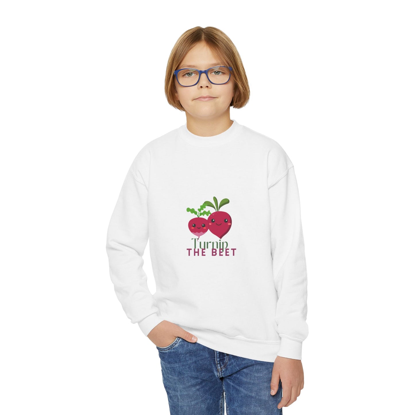 "Turnip the Beet" Youth Crewneck Dance Sweatshirt – Cute Veggie Graphic Pullover for Dancers & Kids 🥕🩰🌈