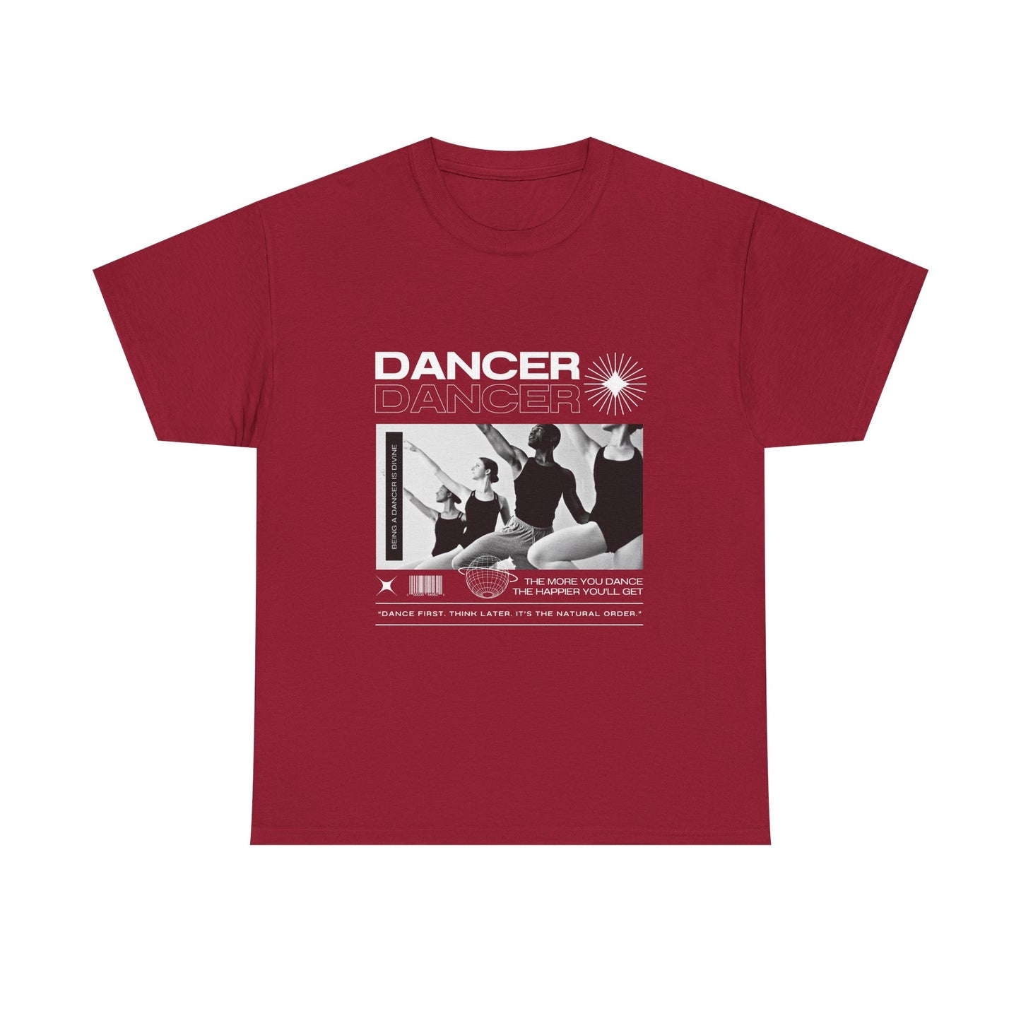 "Dancer" with ballet dancers at the Barre - Unisex Heavy Cotton Tee | Streetwear-Inspired Ballet Training Graphic T-Shirt for Dance Lovers