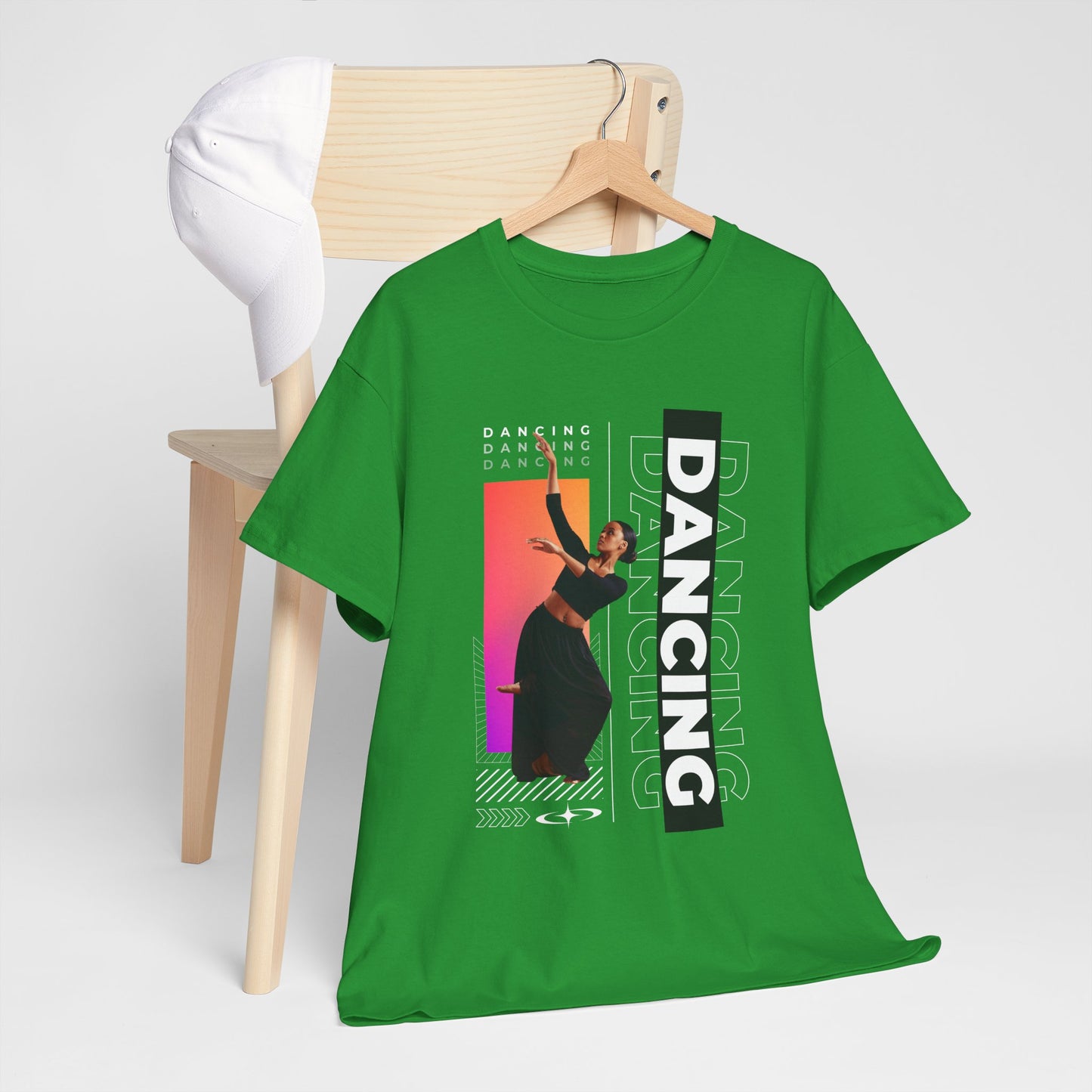 “Dancing” Streetwear-Inspired Female Dancer Unisex Heavy Cotton Tee – Urban Dance Graphic T-Shirt for Performers and Dance Lovers