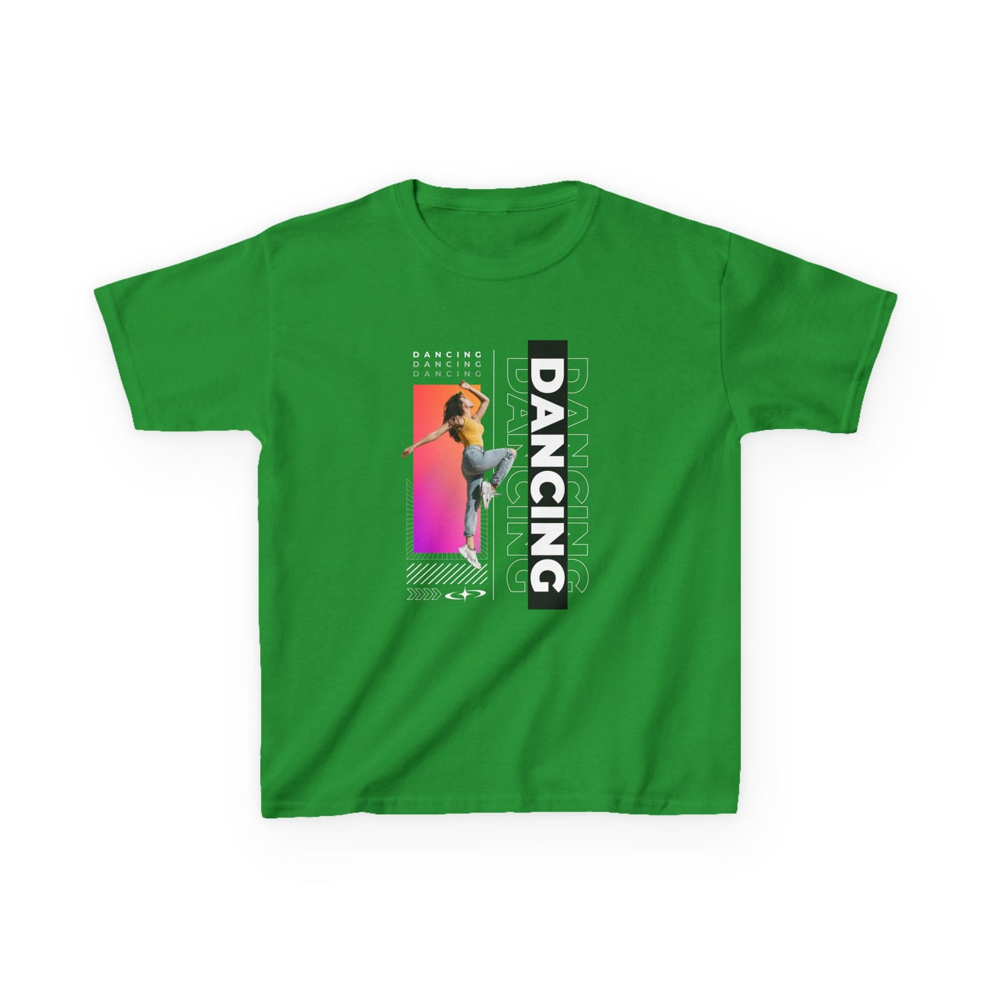 "Dancing" Youth Short Sleeve T-Shirt – Streetwear-Inspired Design with Female Dancer Graphic – Trendy Dance Apparel for Kids