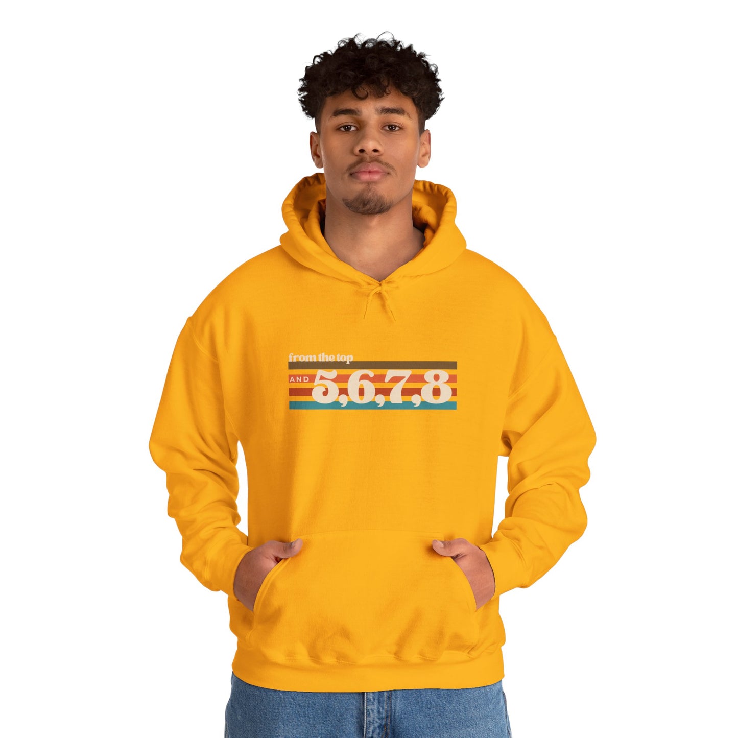 "From the Top and 5, 6, 7, 8" Unisex Hooded Sweatshirt – Retro Dance Rehearsal Hoodie for Dancers & Choreographers