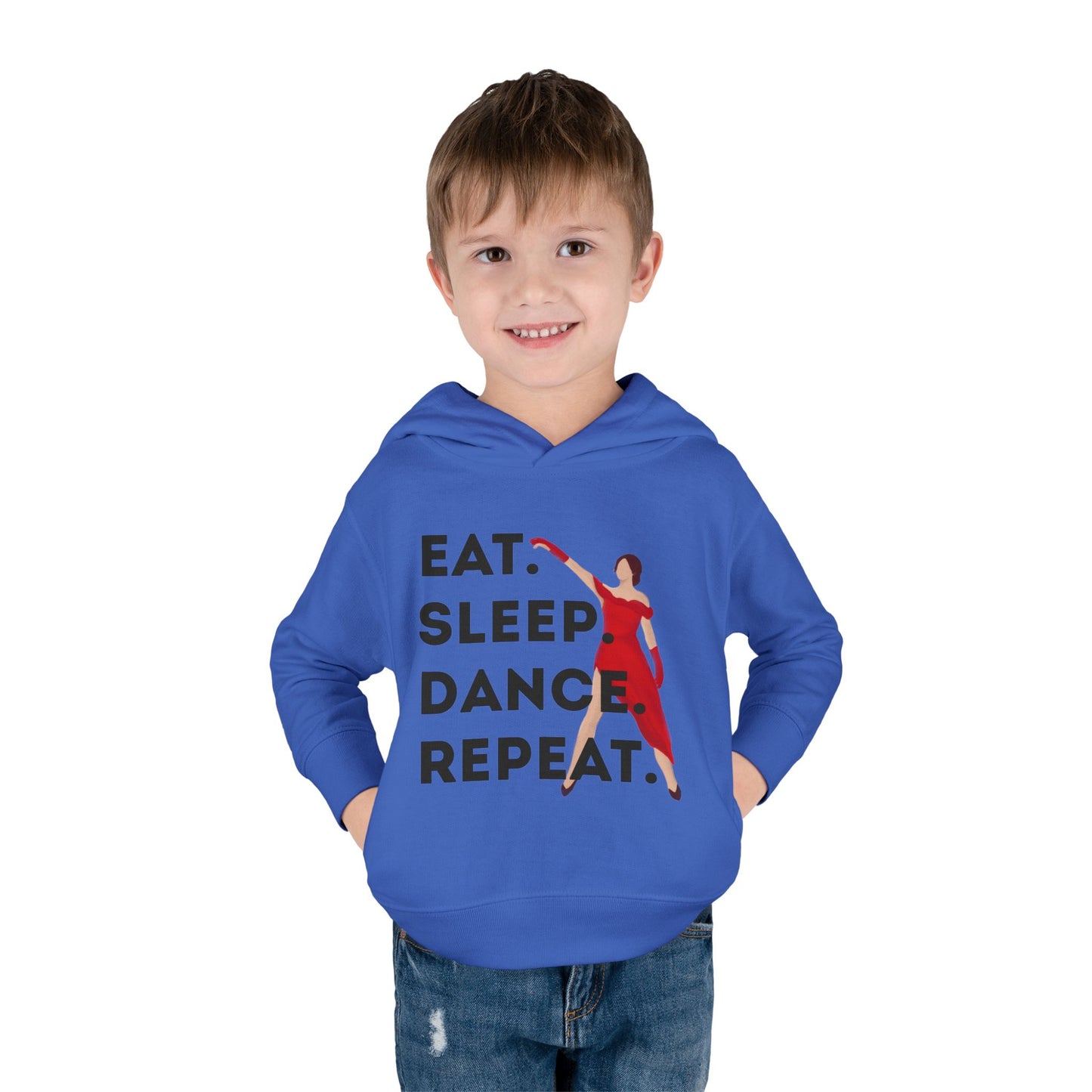 "Eat Sleep Dance Repeat" Toddler Dance Hoodie – Bold Dancer Graphic Fleece Pullover for Kids