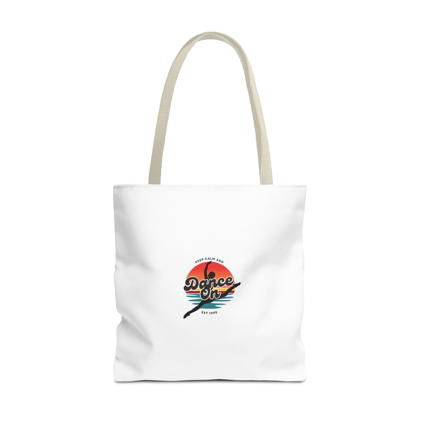 "Keep Calm and Dance On" Canvas Tote Bag – Retro Dance Graphic, Durable Shopping & Everyday Dance Bag