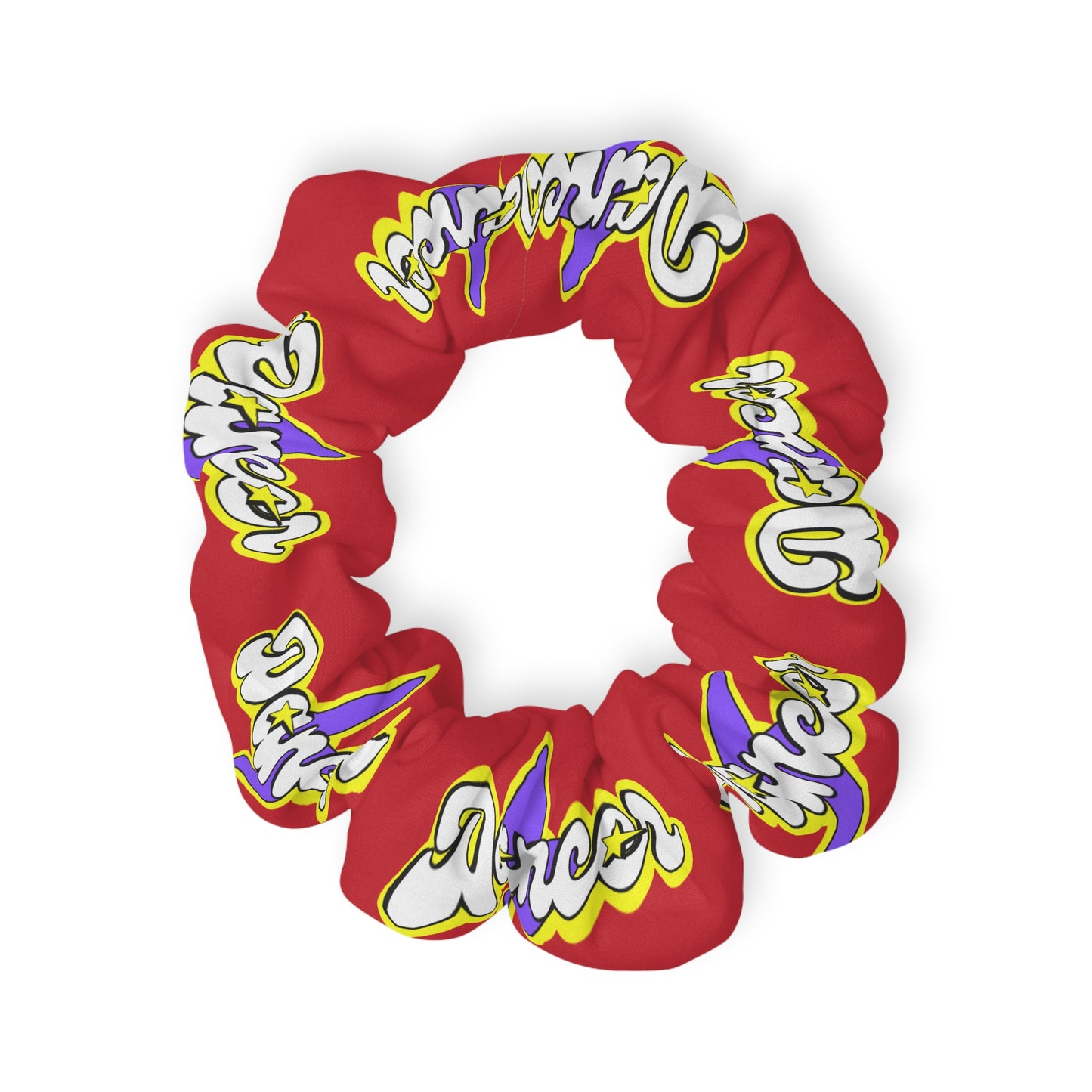 “Dancer” Scrunchie – Superhero-Inspired Dance Hair Accessory with Bold Graphic for Performers