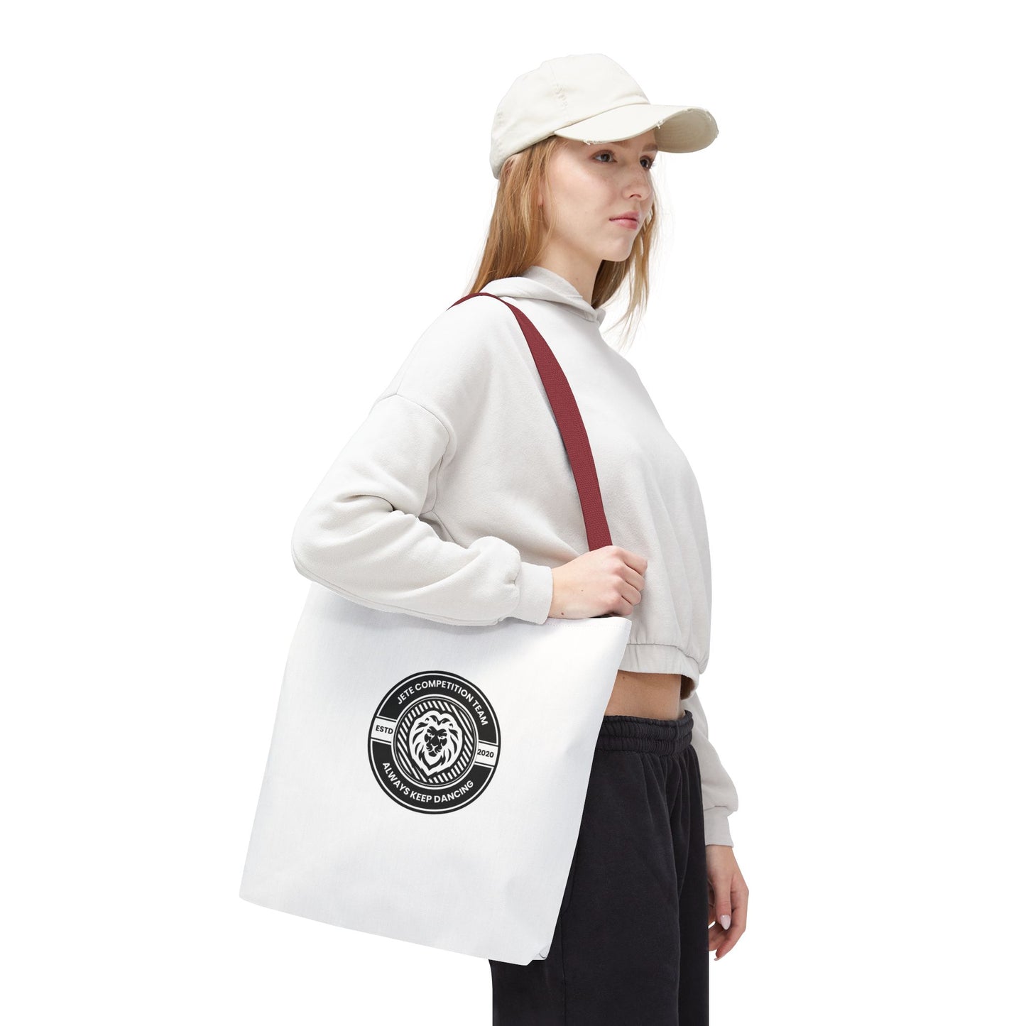 "Jeté Competition Team, Always Keep Dancing" Canvas Tote Bag – Collegiate Dance Team Logo | Reusable Dance Bag for Dancers, Rehearsals & Competitions