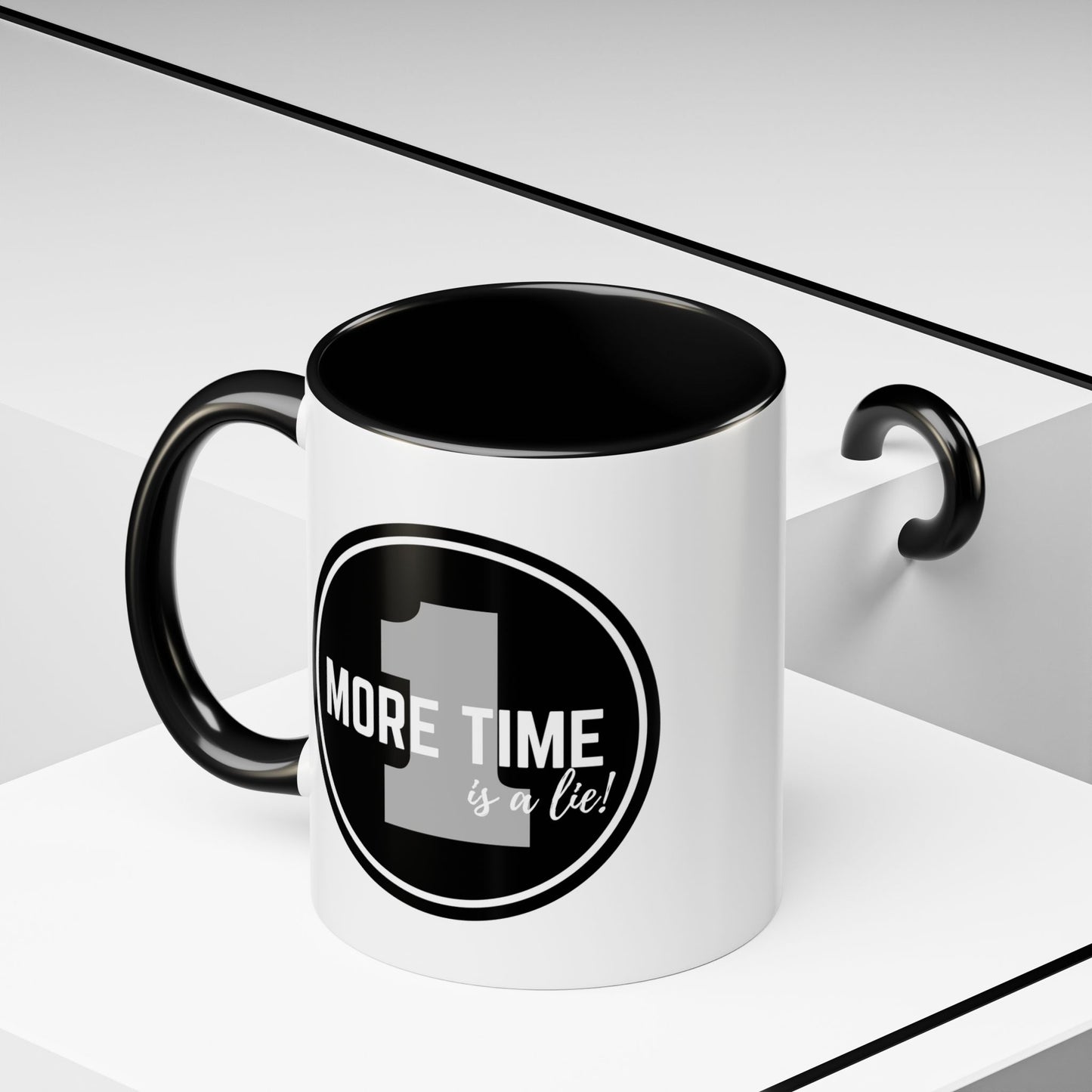 "One More Time is a Lie" Dance Quote Accent Coffee Mug – Bold Emblem Graphic Ceramic Cup
