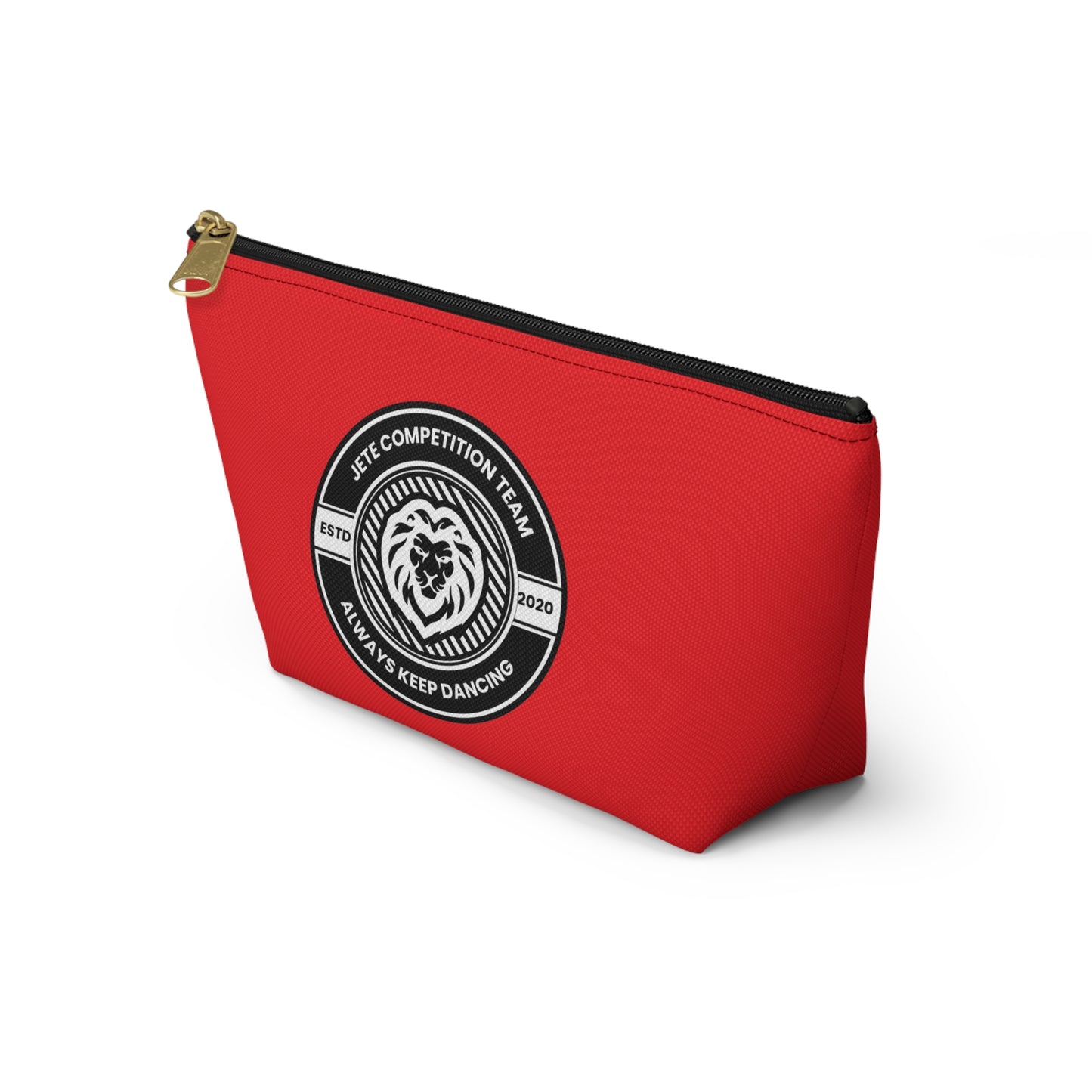 "Jeté Competition Team Always Keep Dancing" Makeup Bag – Collegiate-Inspired Dance Graphic – Team Dance Zipper Pouch for Cosmetics, Accessories & Recital Gifts