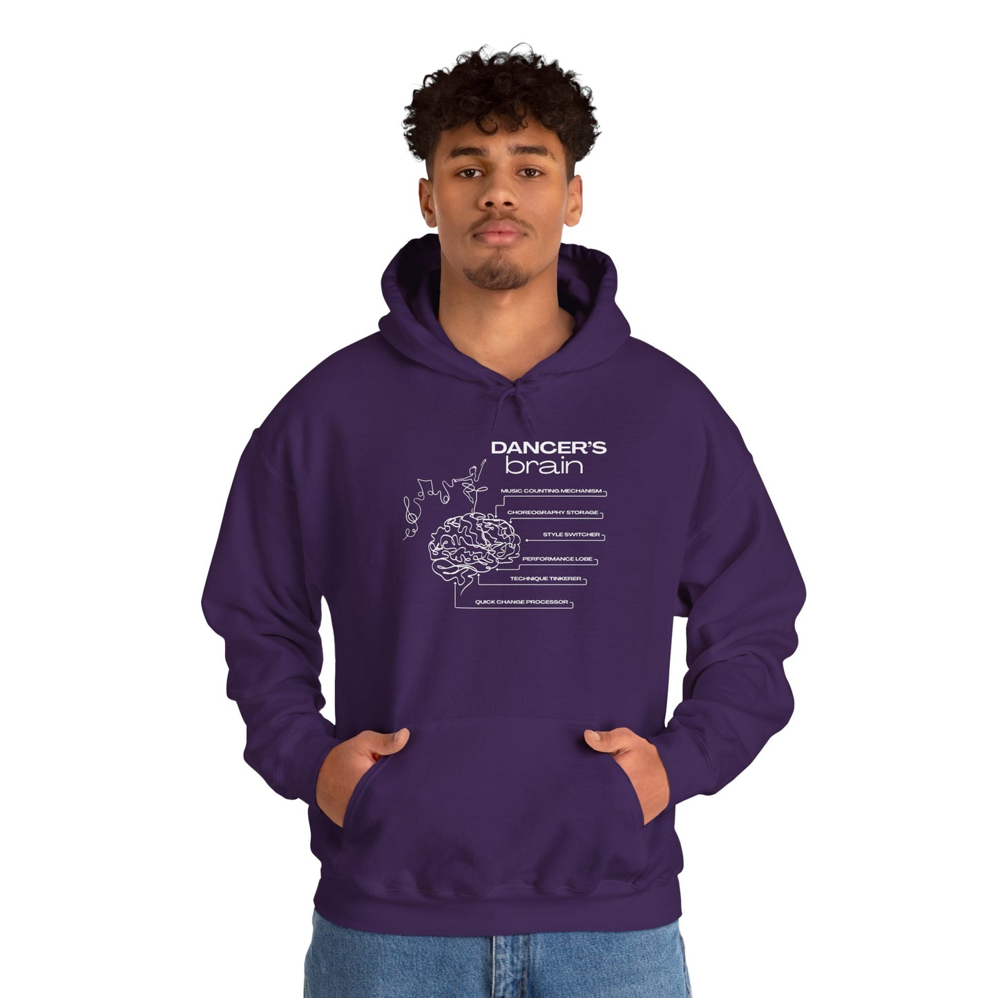 "Dancer’s Brain" Unisex Hoodie – Funny Dance-Themed Hoodie for Teens and Adults with Personalization Option and Cute Dancer Brain Graphic