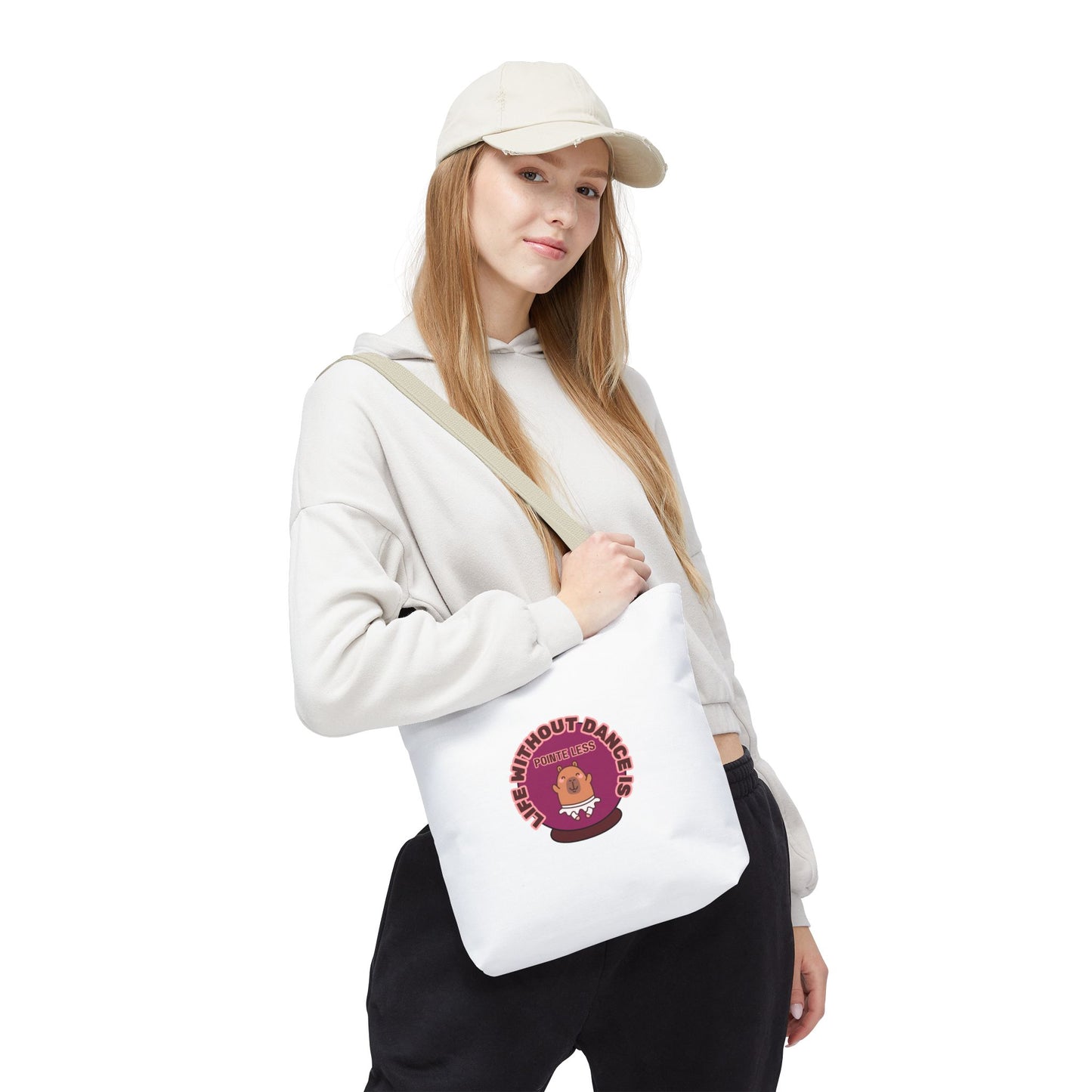 "Life Without Dance Is Pointeless" Capybara Canvas Tote Bag – Funny Dance Pun Tote for Dancers & Animal Lovers