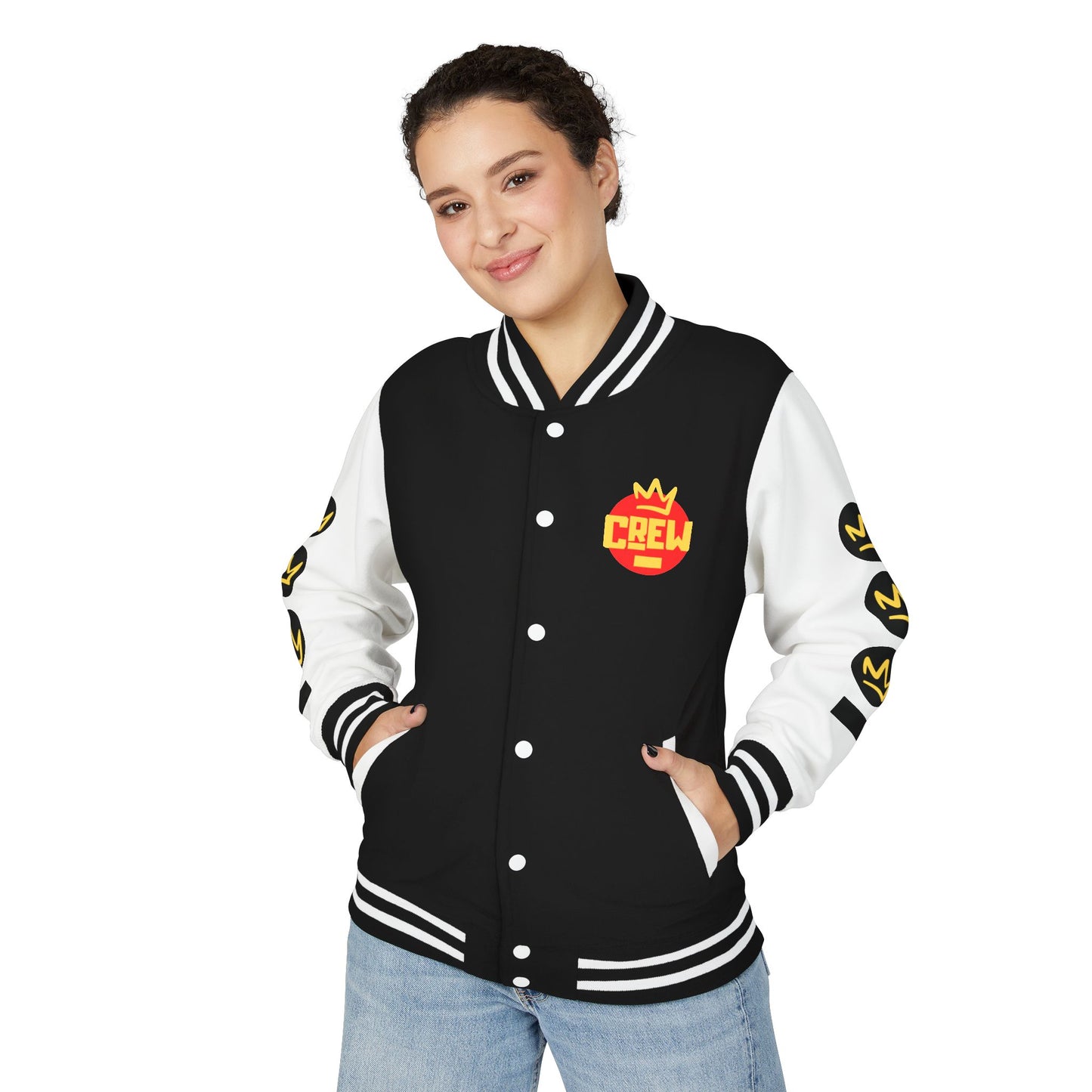 Full Out Premium Collection Letterman Jacket β Unisex Heavyweight Varsity Jacket with "Full Out" Back Graphic and "Crew" Front Design