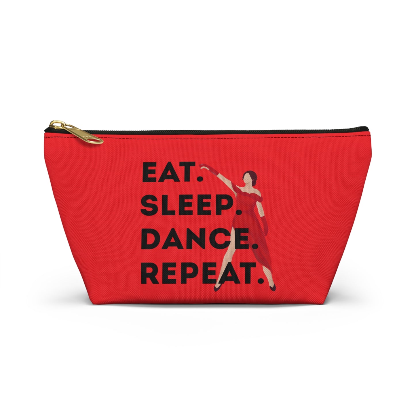 “Eat Sleep Dance Repeat” Makeup Bag – Bold Dancer Graphic – Dance-Themed Zipper Pouch for Cosmetics, Accessories & Travel Essentials
