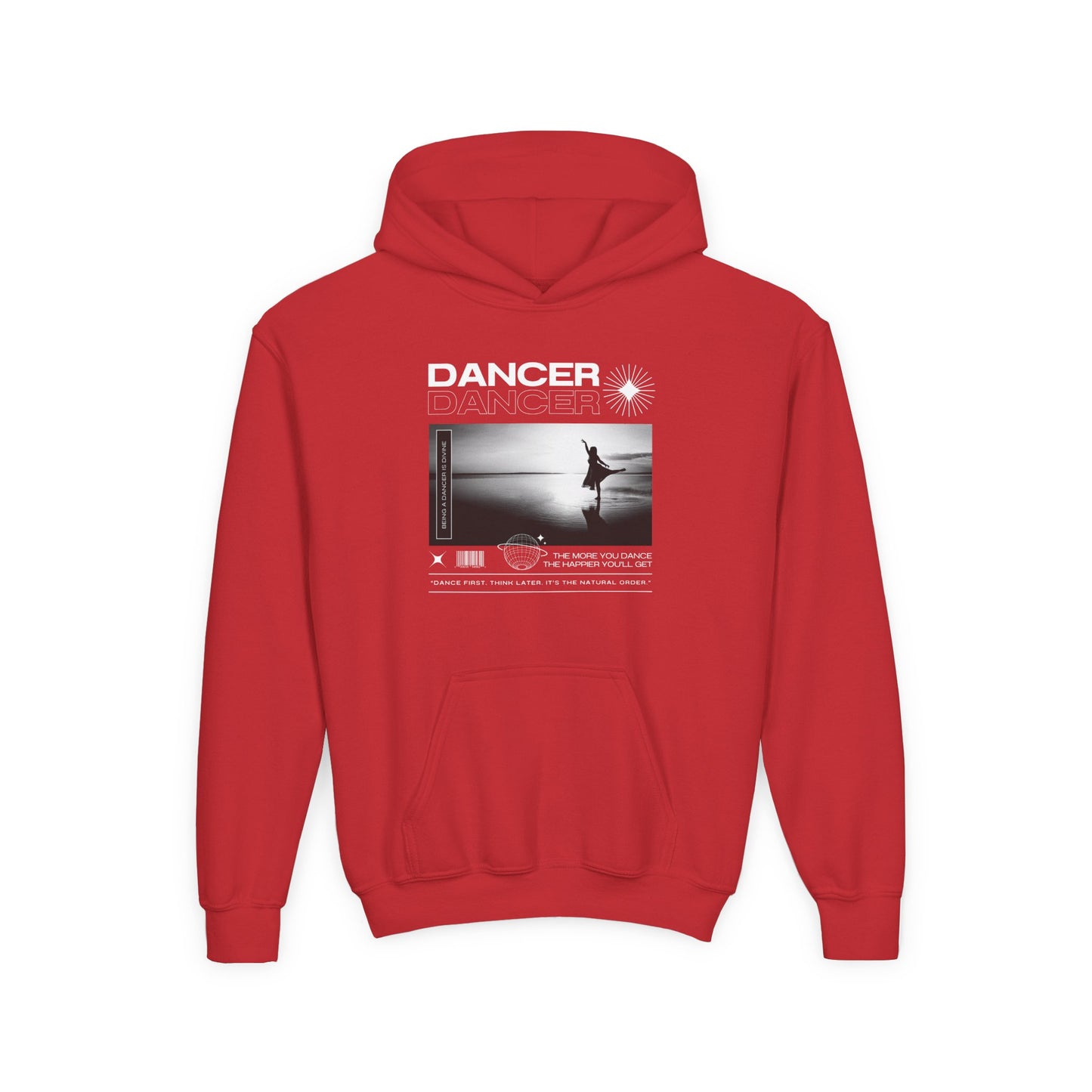 “Dancer” Arabesque on the Beach Graphic | Unisex Youth Hoodie – Streetwear-Inspired Ballet Dance Hoodie for Kids & Young Dancers