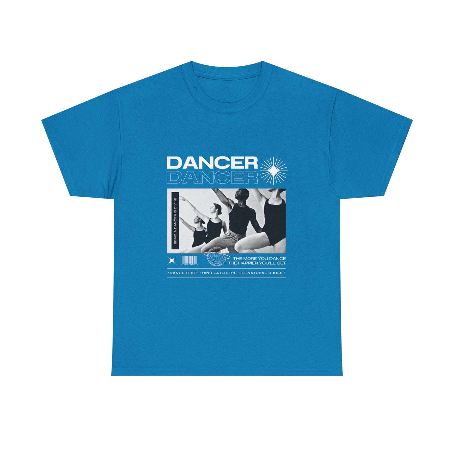 "Dancer" with ballet dancers at the Barre - Unisex Heavy Cotton Tee | Streetwear-Inspired Ballet Training Graphic T-Shirt for Dance Lovers