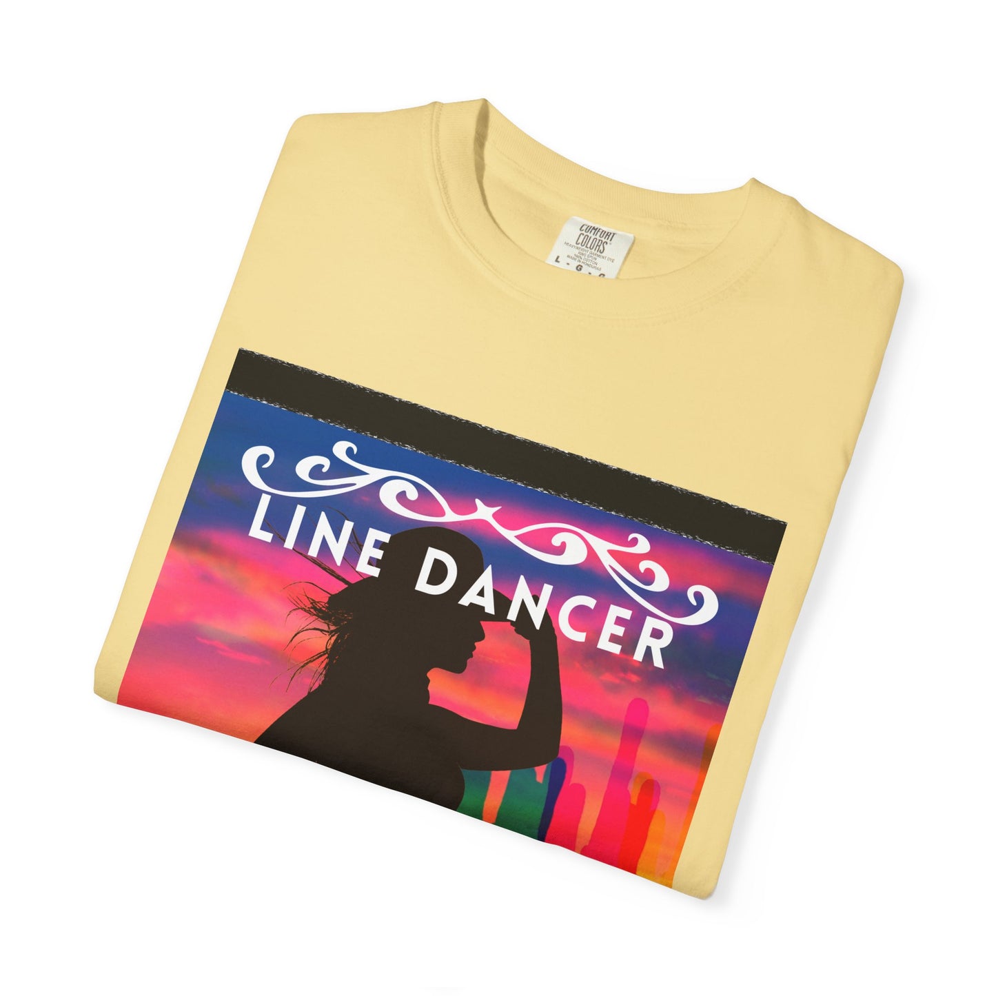 "Line Dancer" Unisex Garment-Dyed T-Shirt – Western Country Dance Graphic Tee – 'Get Your Boots in Line' Cowboy-Inspired Shirt