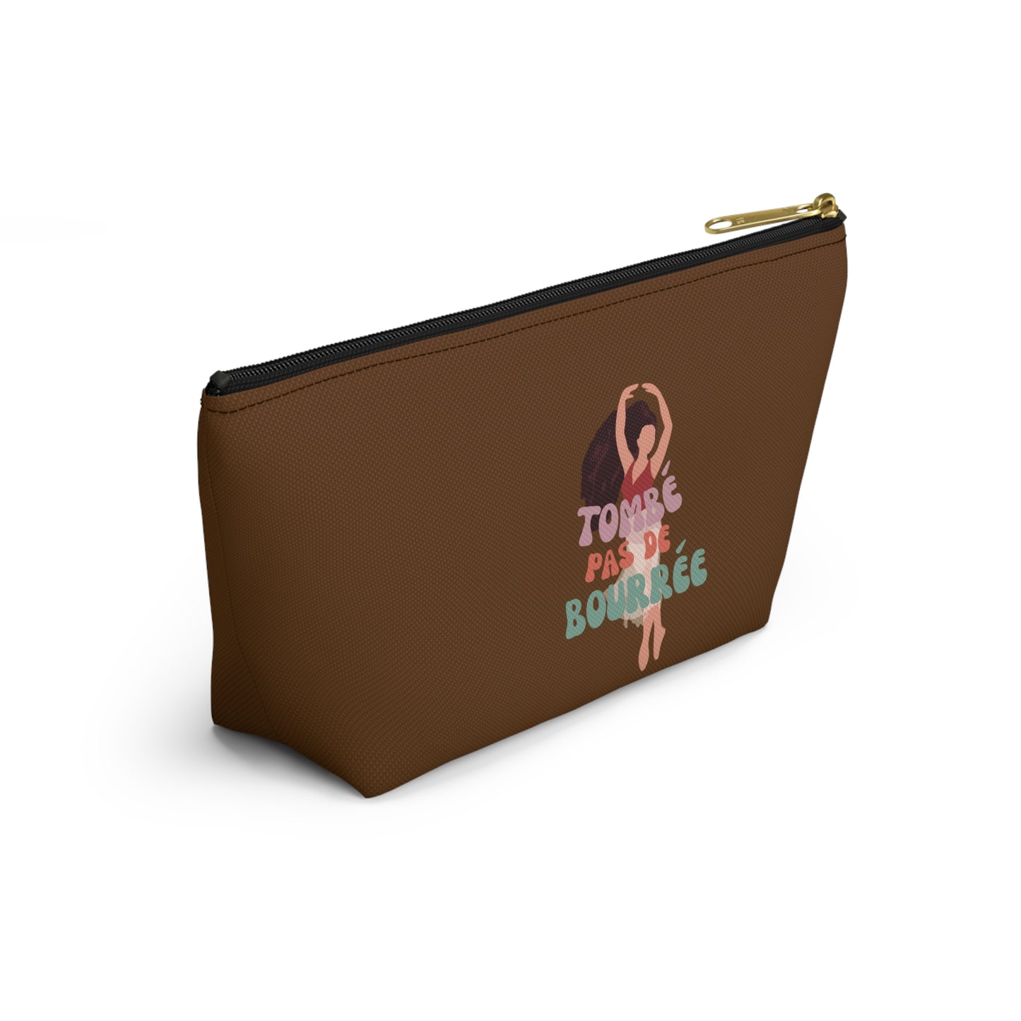 "Tombé Pas de Bourrée" Makeup Bag – Elegant Ballet Dancer Graphic – Ballet-Themed Zipper Pouch for Cosmetics, Accessories & Dance Gifts