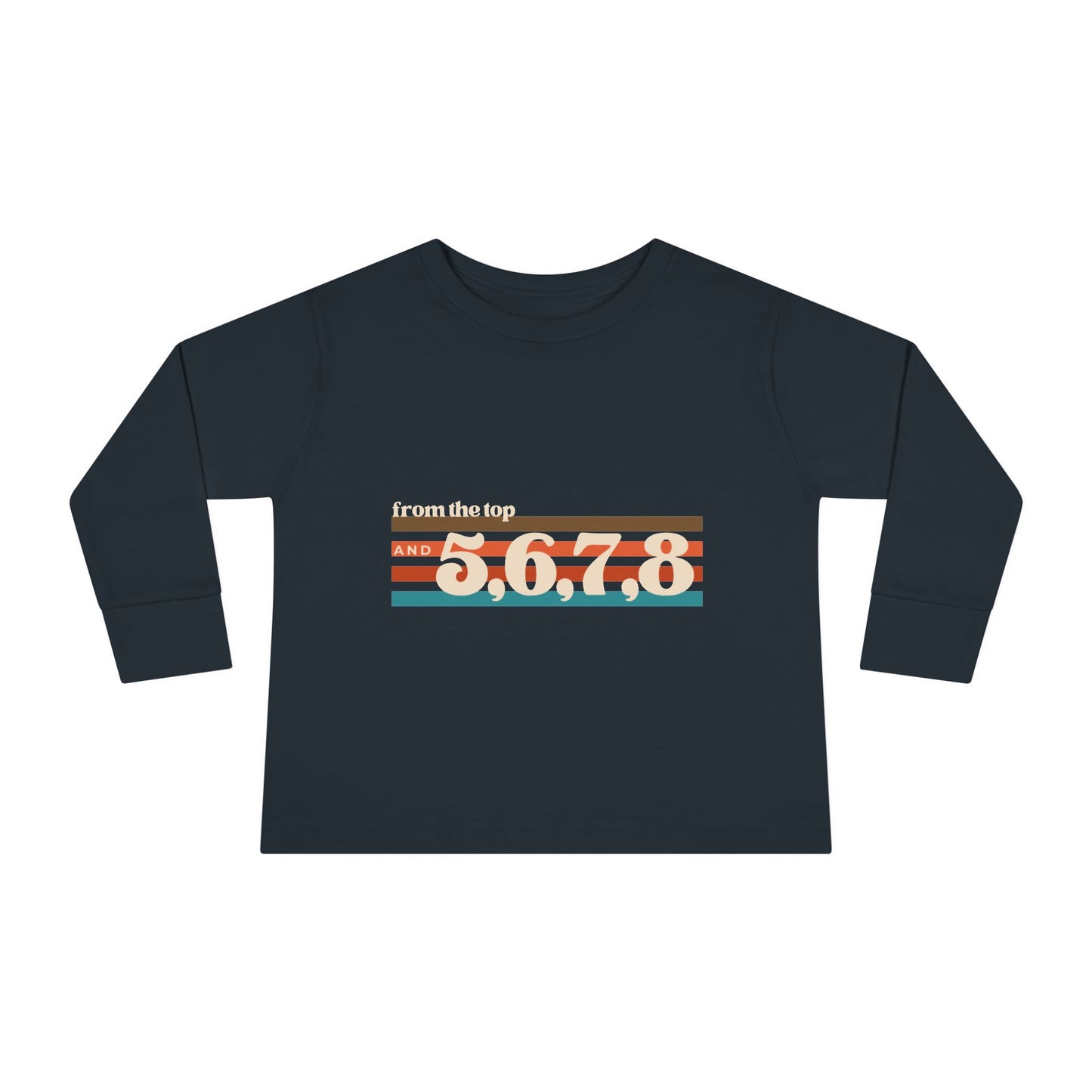 "From the Top and 5, 6, 7, 8" Toddler Dance T-Shirt – Retro Choreography-Inspired Long Sleeve Tee for Kids