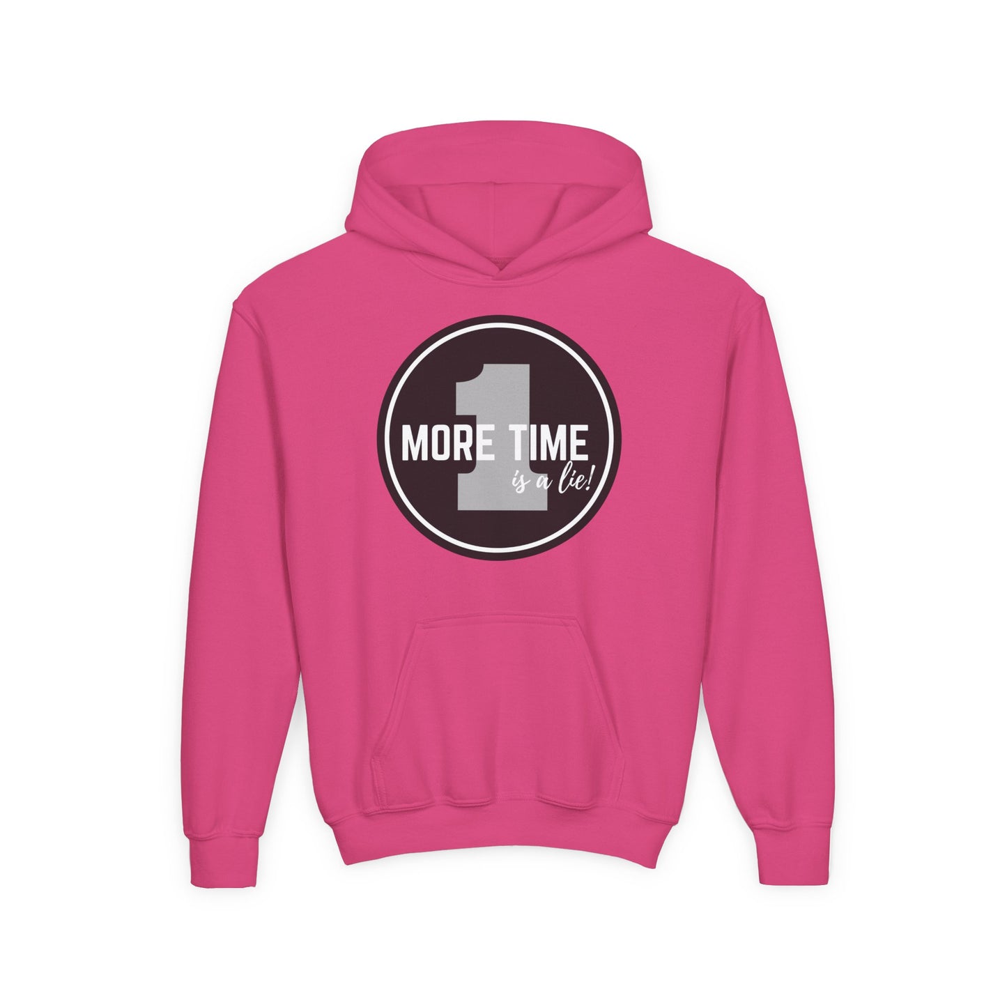 "One More Time Is a Lie" Youth Hooded Sweatshirt – Bold Dance Emblem Graphic Hoodie for Kids and Teens