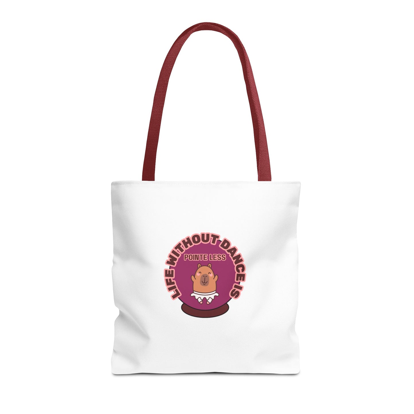 "Life Without Dance Is Pointeless" Capybara Canvas Tote Bag – Funny Dance Pun Tote for Dancers & Animal Lovers