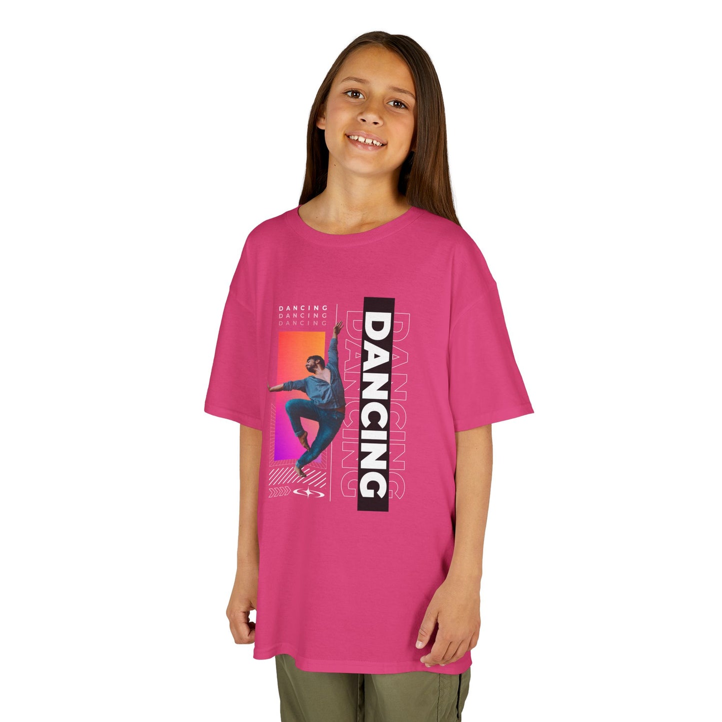 “Dancing” Youth Short Sleeve T-Shirt – Streetwear-Inspired Male Dancer Graphic – Trendy Kids Dance Apparel Tee