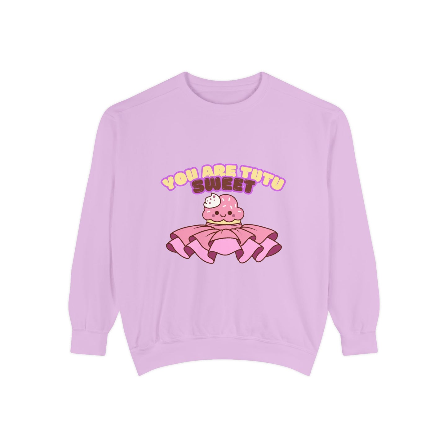 "You Are Tutu Sweet" Unisex Lightweight Crewneck Sweatshirt – Kawaii Cupcake in a Tutu Graphic Pullover for Ballet & Dance Lovers