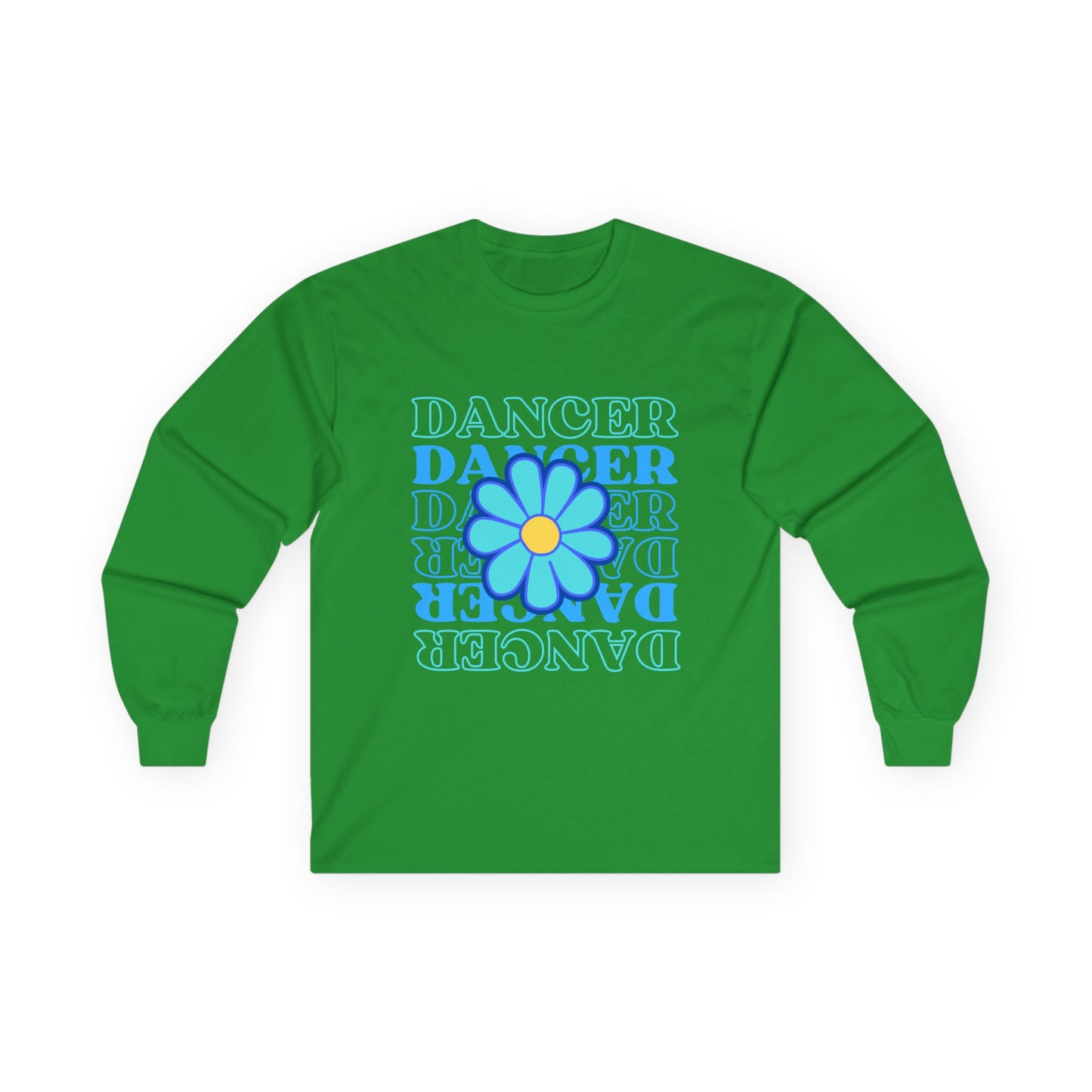 "Dancer" Unisex Long Sleeve Tee – Elegant Floral Text Graphic Dance Shirt for Performers, Instructors & Studio Style
