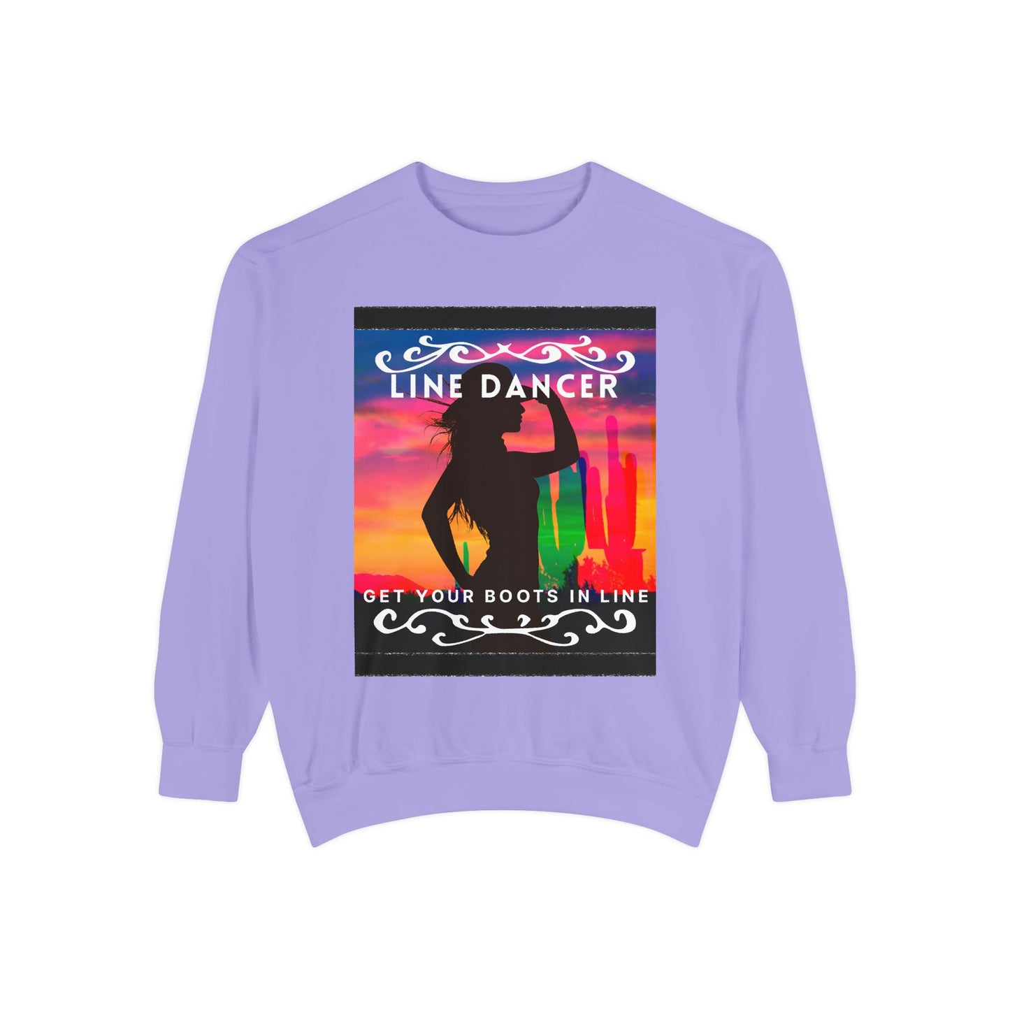 "Line Dancer, Get Your Boots in Line" Unisex Lightweight Crewneck Sweatshirt – Western Dance Graphic Pullover for Country Music & Boot Scootin’ Fans