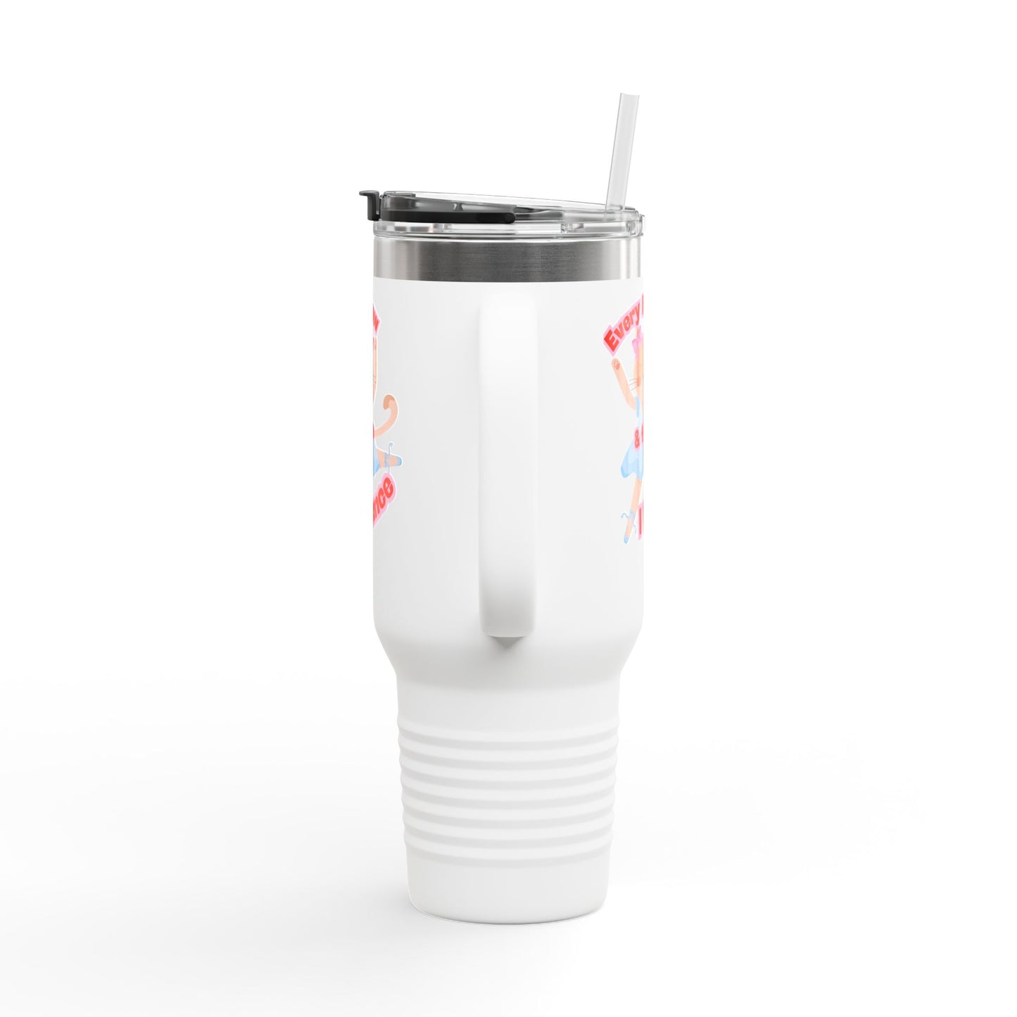 “Every Meow & Then I Dance” Adorable Dancing Cat Graphic | Cute Cat Dance Tumbler for Ballet Lovers & On-the-Go Coffee Enthusiasts - 40oz Insulated Travel Mug