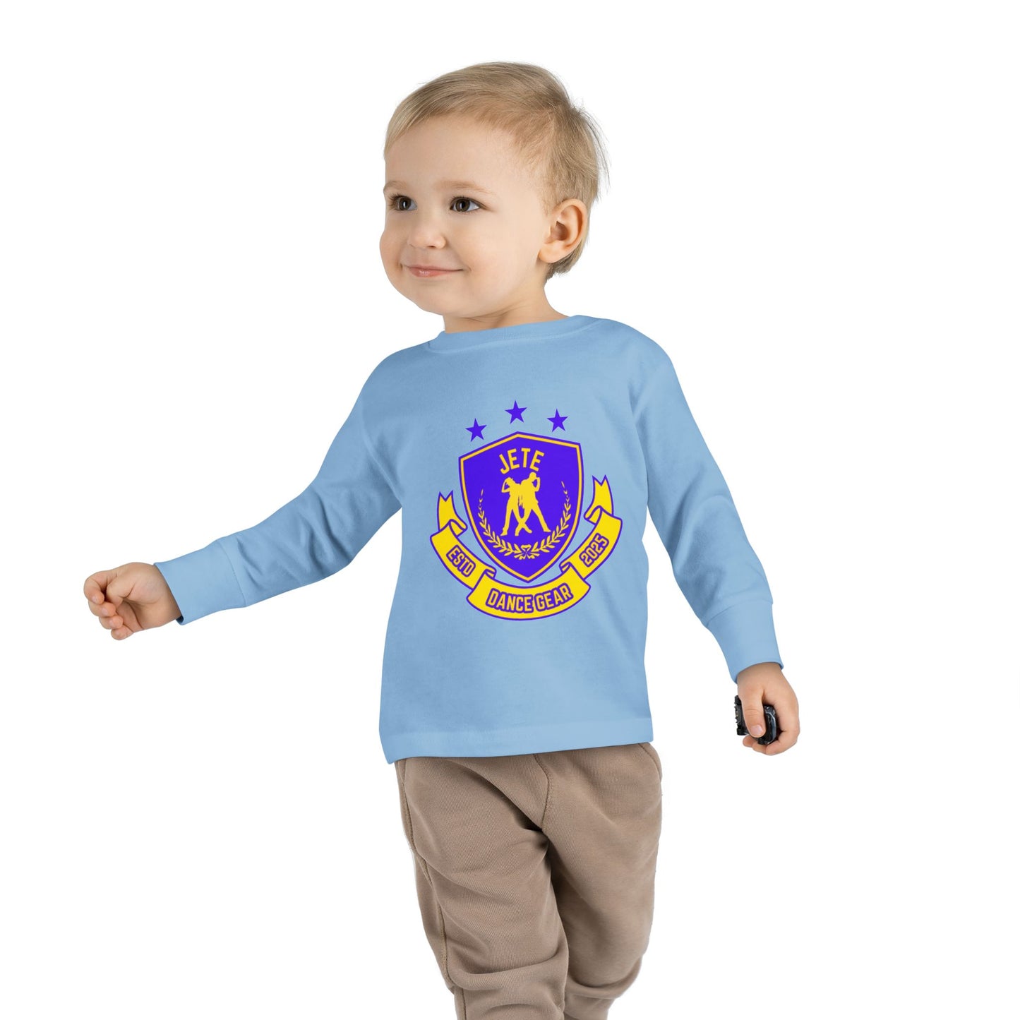 "Jeté Dance Gear" Toddler Dance T-Shirt – Collegiate-Inspired Dancer Graphic Long Sleeve Tee for Kids