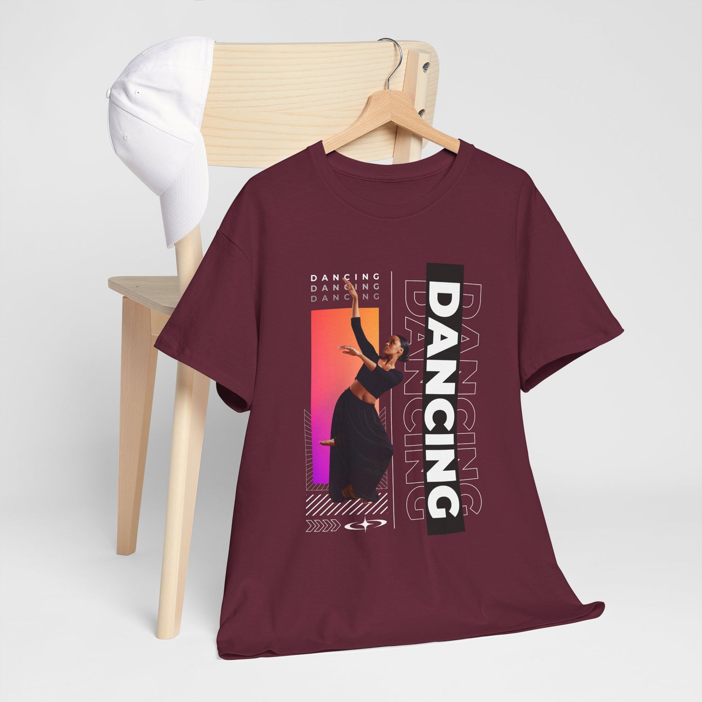 “Dancing” Streetwear-Inspired Female Dancer Unisex Heavy Cotton Tee – Urban Dance Graphic T-Shirt for Performers and Dance Lovers