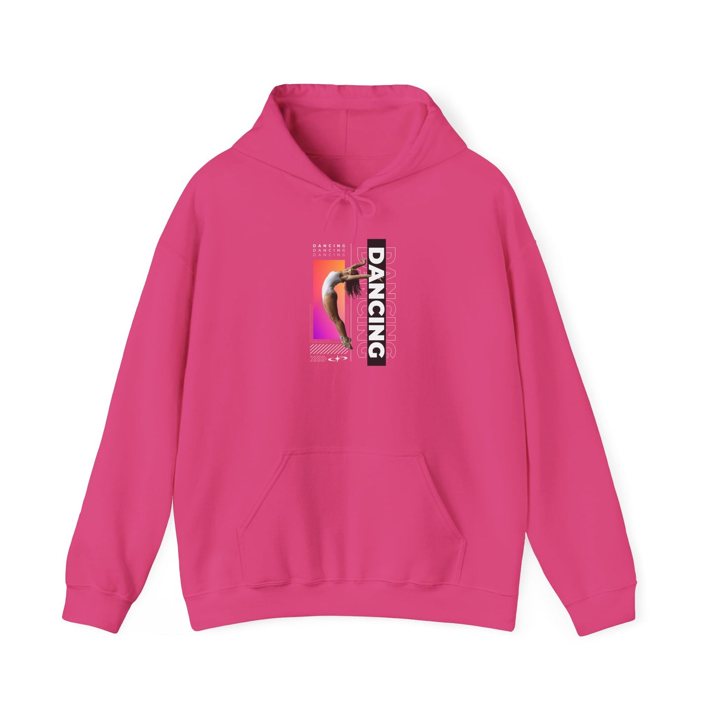 “Dancing” Text with Streetwear-Style Female Dancer Graphic - Unisex Heavy Blend™ Hooded Sweatshirt – Cozy Dance Hoodie for Ballet & Hip-Hop Enthusiasts