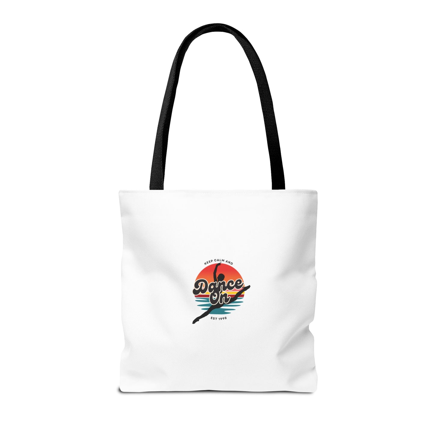 "Keep Calm and Dance On" Canvas Tote Bag – Retro Dance Graphic, Durable Shopping & Everyday Dance Bag