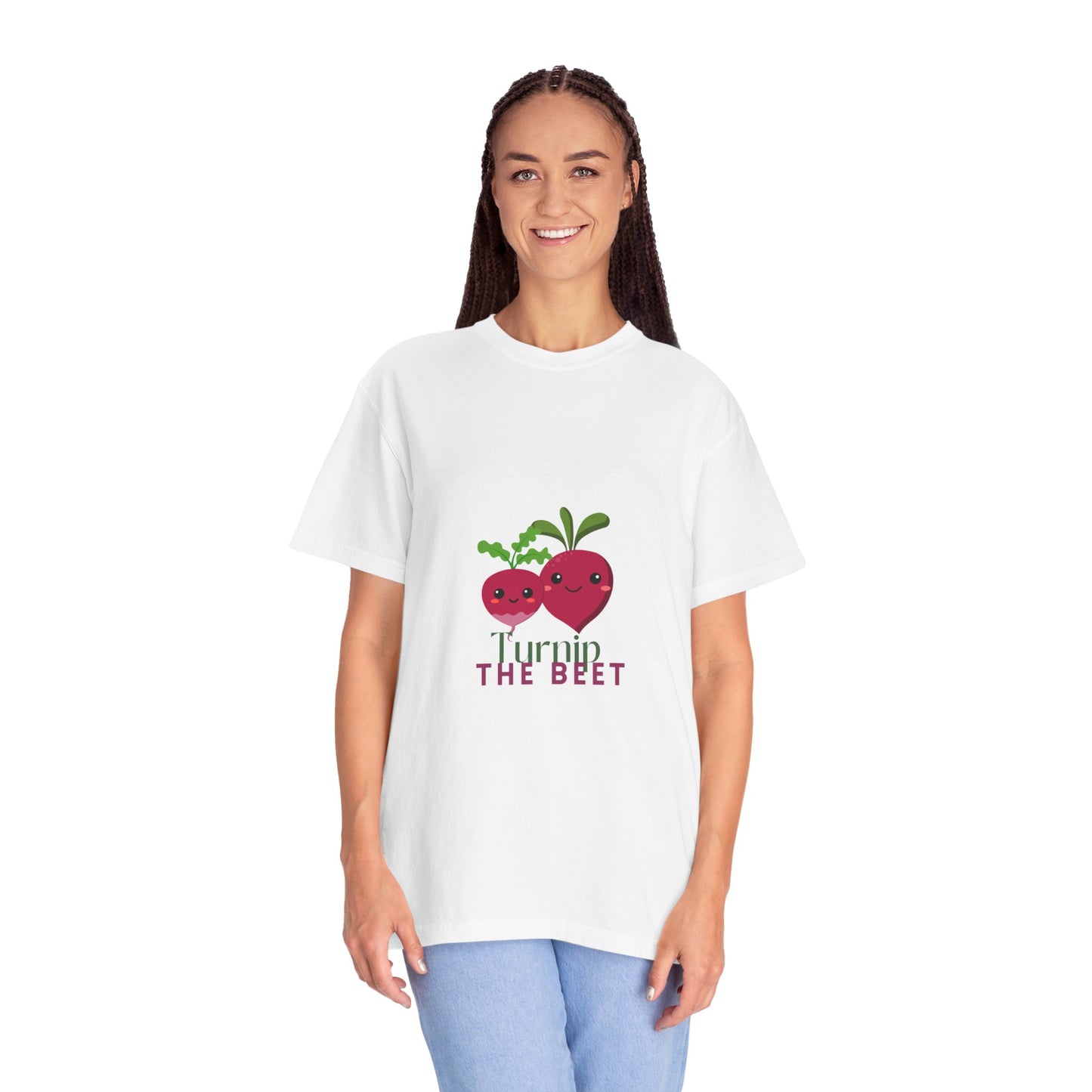 "Turnip the Beet" Unisex Garment-Dyed T-Shirt – Cute Veggie Dance Pun Graphic Tee – Funny Foodie Shirt for Dancers & Music Lovers