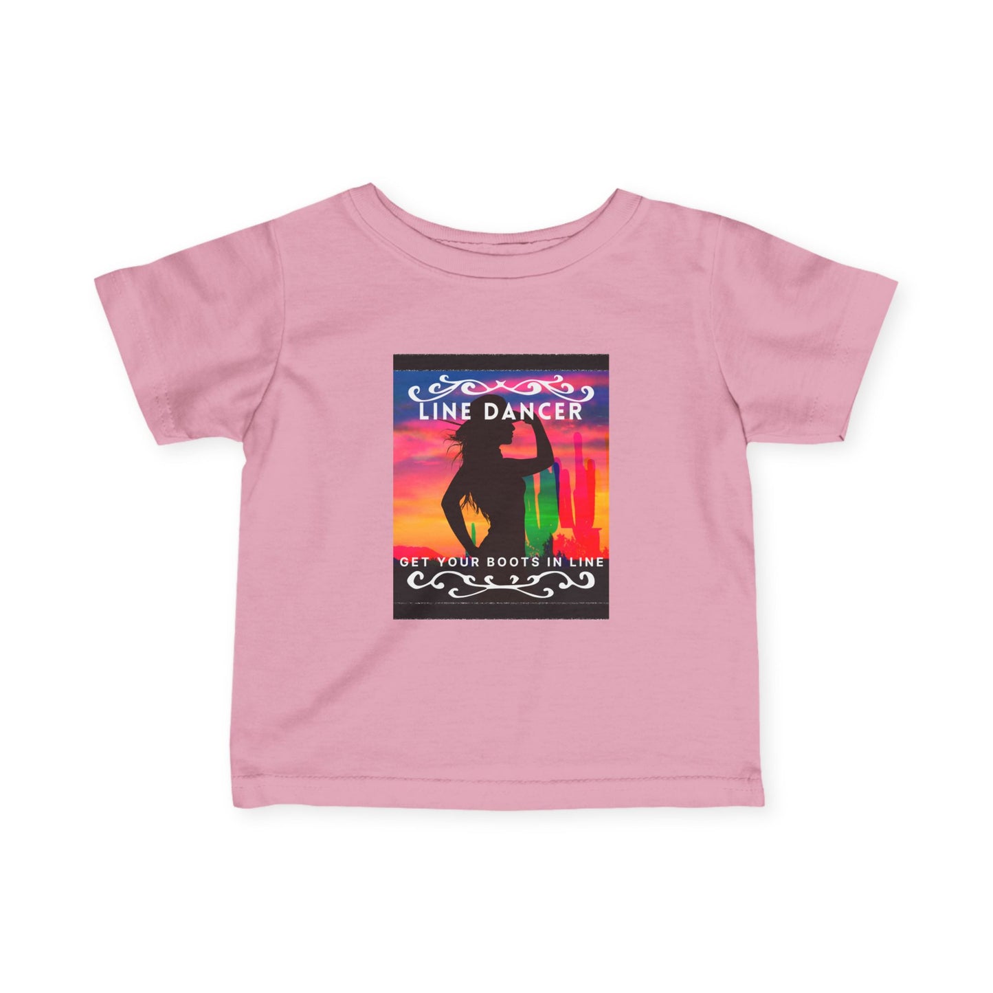 "Line Dancer, Get Your Boots in Line" Western-Inspired Graphic – Infant Fine Jersey Dance Tee